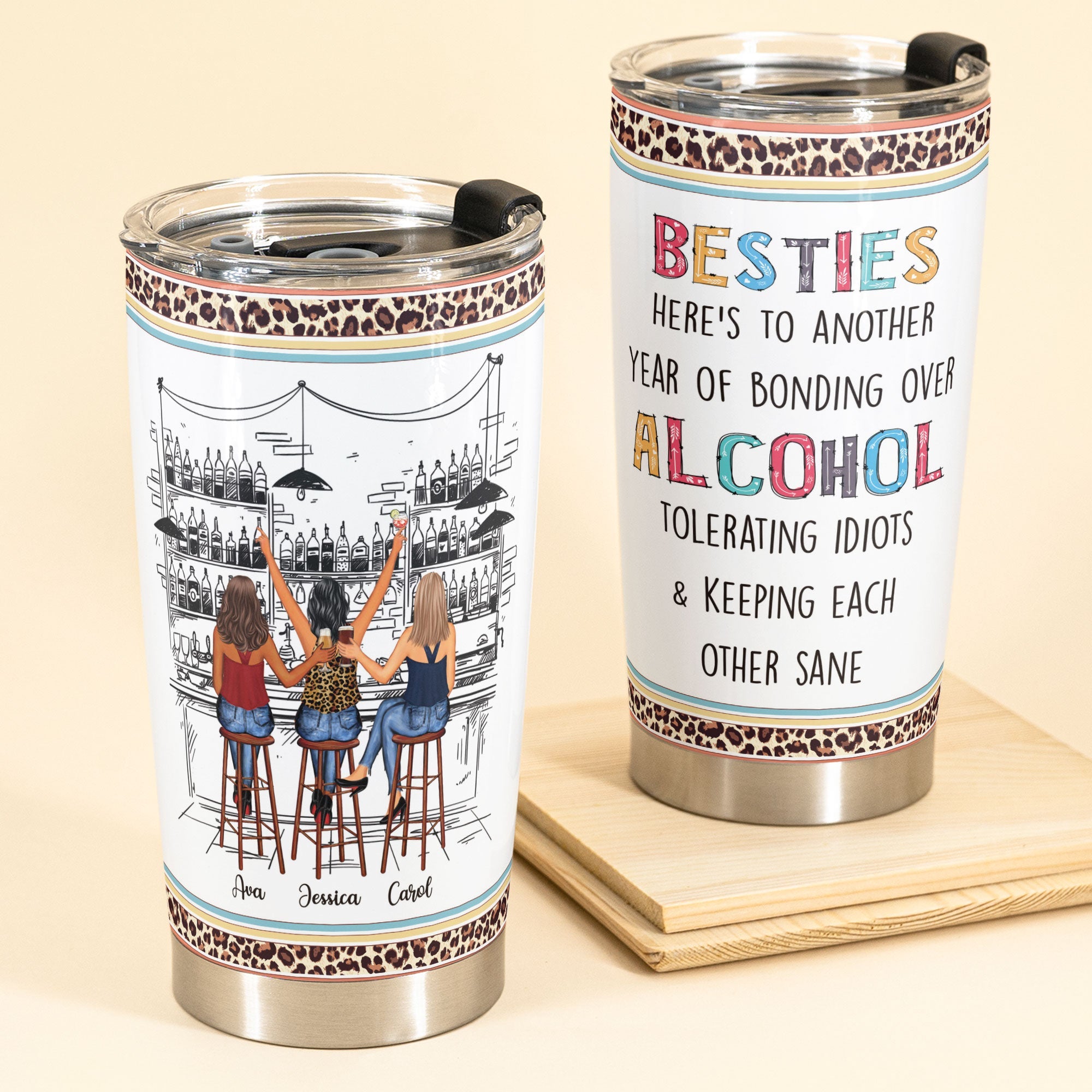 Orange Poi Personalized Best Friend Tumbler Here's To Another Year Of  Bonding Over Alcohol Tumbler,Y…See more Orange Poi Personalized Best Friend