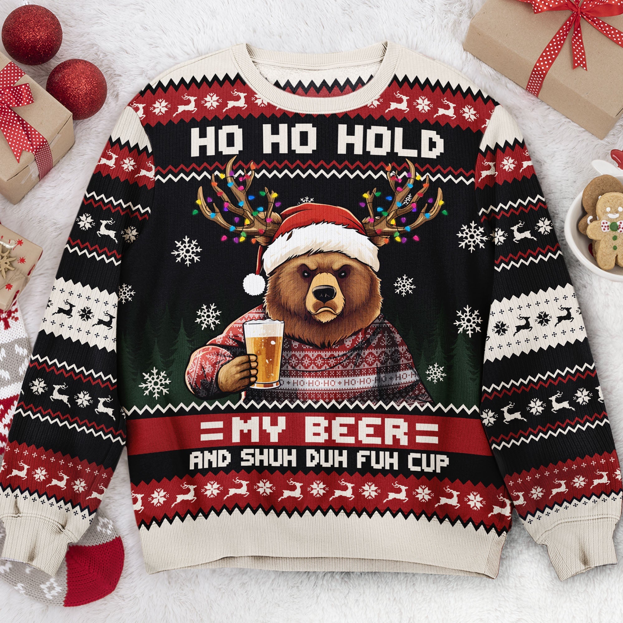 Ho Ho Hold My Beer, Bourbon, Wine And Shuh Duh Fuh Cup - Personalized