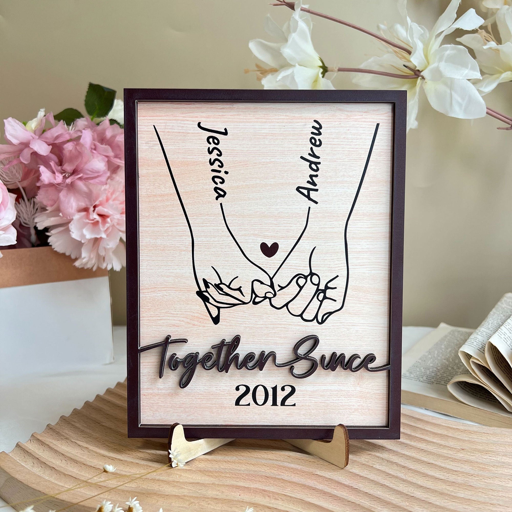 Custom Music Plaques Custom Photo First Anniversary Gift For Couples Family Personalized 2 Layered Wooden Plaque With Stand P186682 Personalized Spotify Plaque
