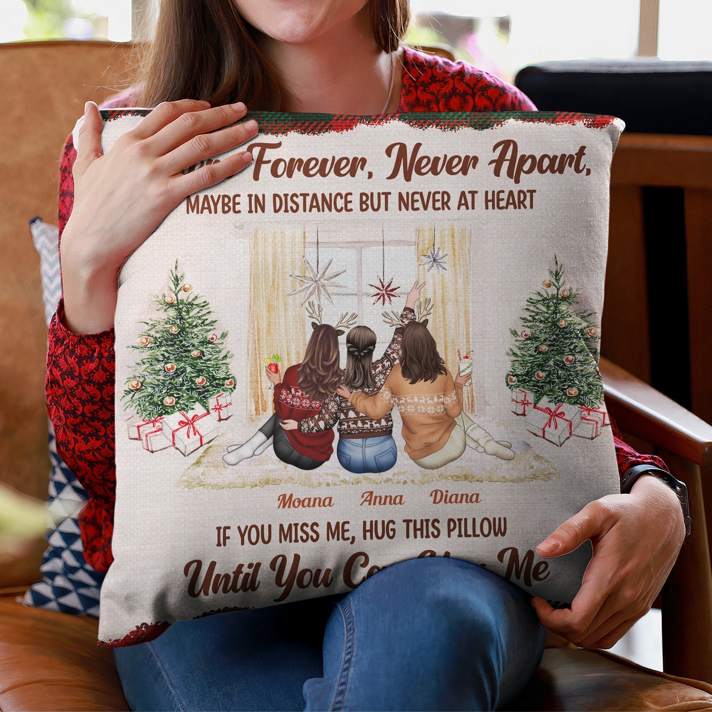 Hug This Lovely Pillow Until You Can Hug Me - Personalized Pillow (Insert Included) - Christmas Gift For Sisters, Besties, Sistas