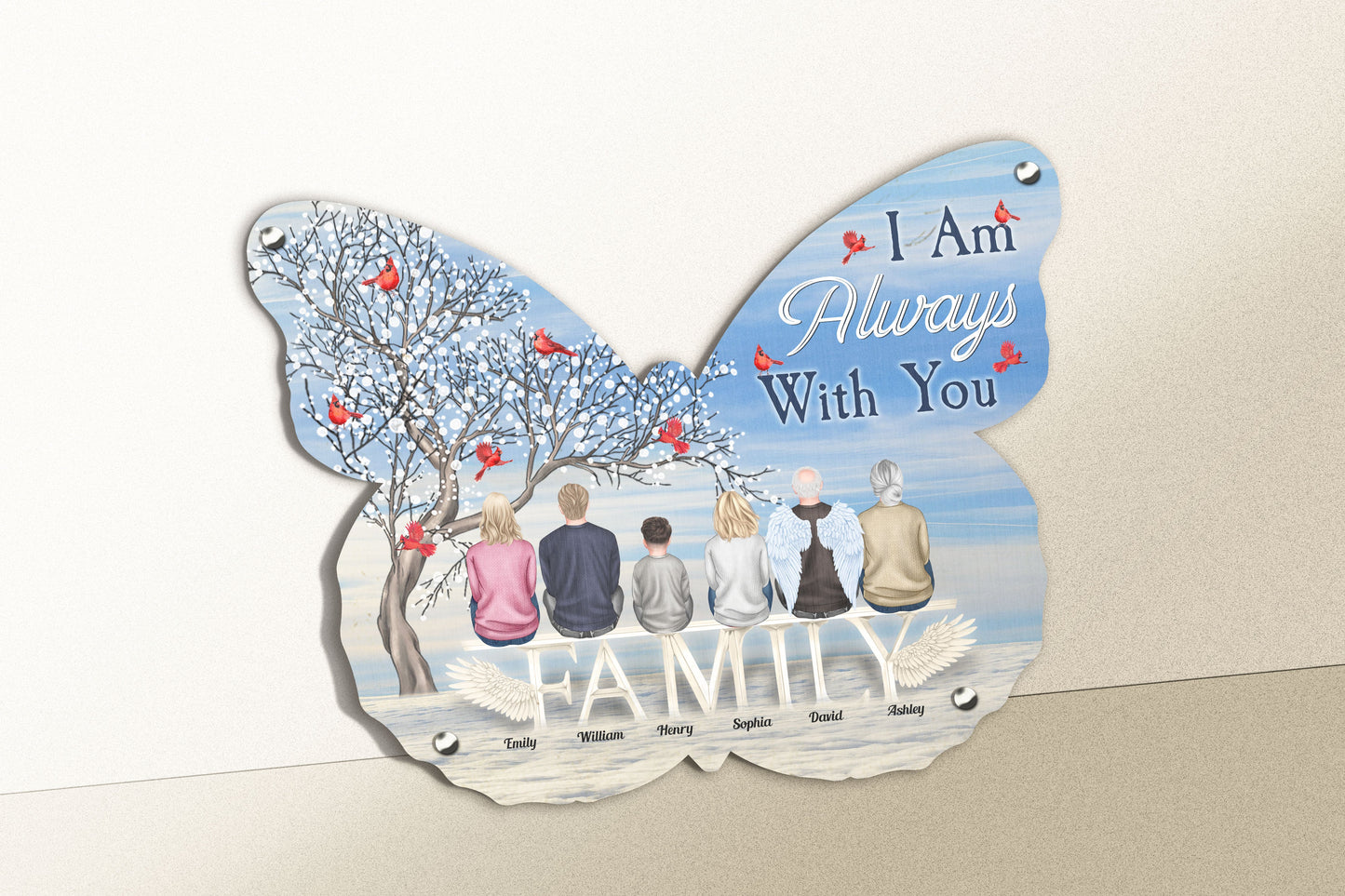 I Am Always With You - New Version - Personalized Butterfly Shaped Metal Sign