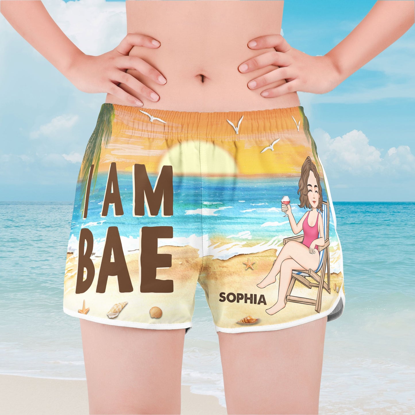 I Am Bae, If Lost Return To Bae - Personalized Couple Beach Shorts