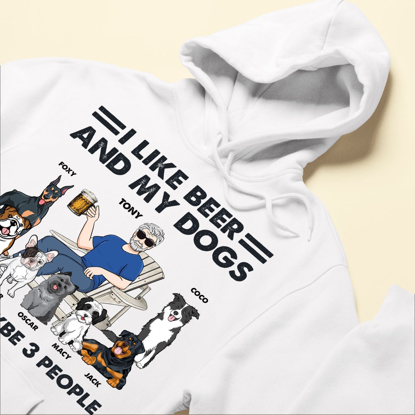 I Like Beer My Dogs & 3 People - Personalized Shirt - Birthday Gift For Dog Lover, Dog Dad, Dog Mom