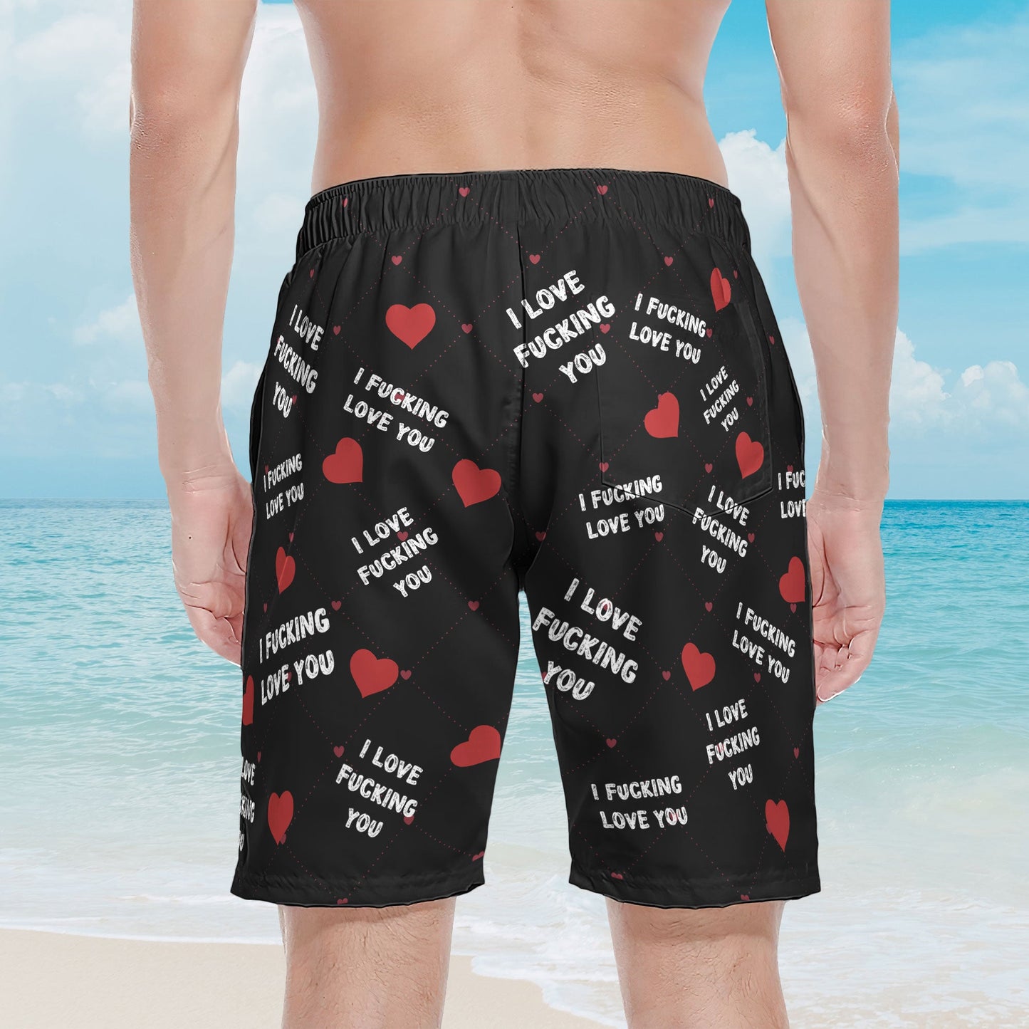 I Love You I Love ... You Gifts For Men - Personalized Photo Men's Beach Shorts