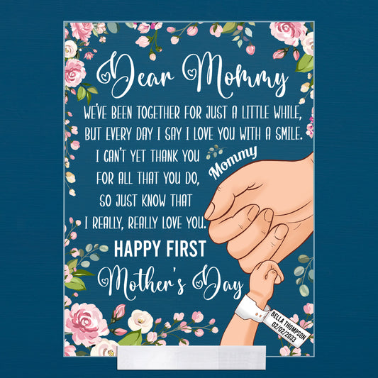 I Love You With A Smile First Mother's Day - Personalized Acrylic Plaque - Birthday Mother's Day Gift For First Mom, Gift For Wife