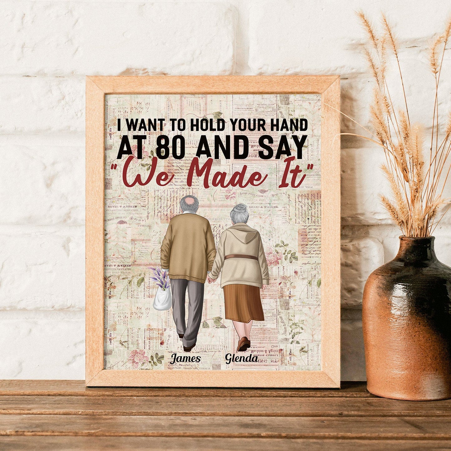 I Want To Hold Your Hand At 80 - Personalized Poster - Anniversary, Valentine's Day Gift For Husband, Wife