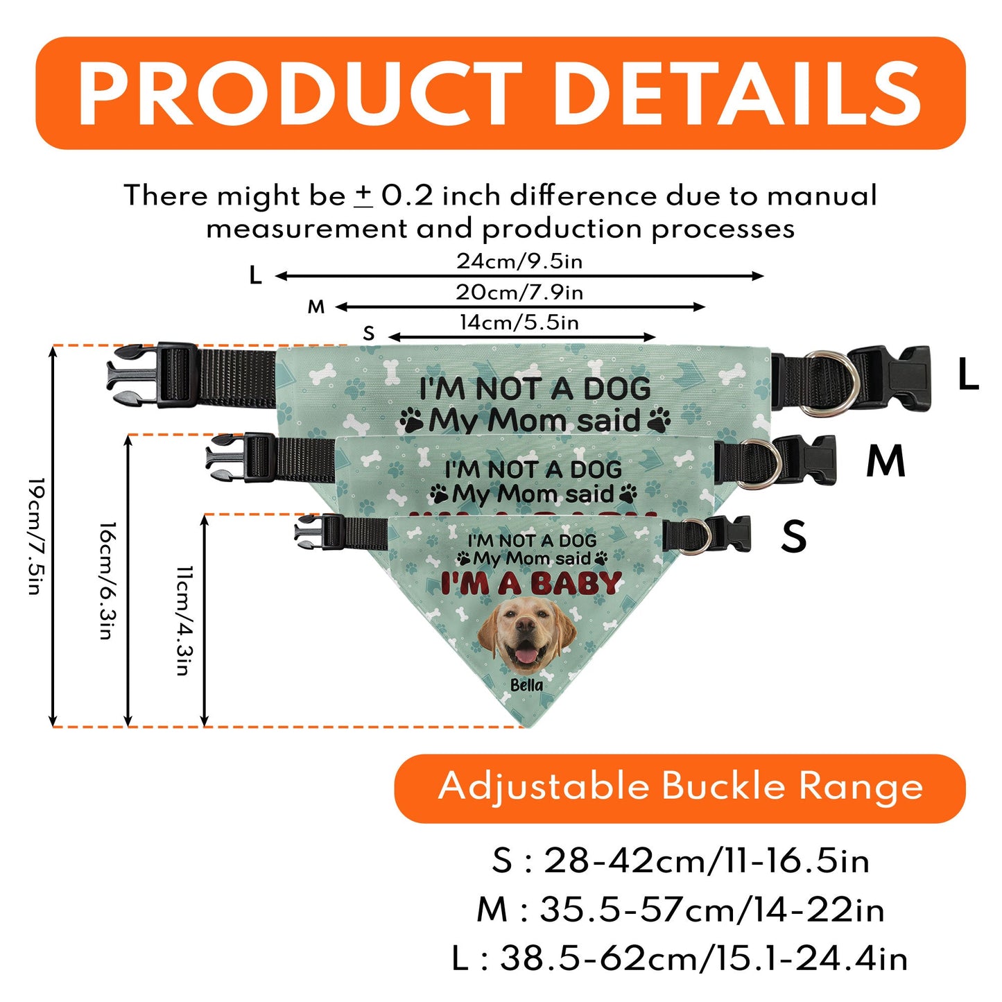 I'm Not A Dog My Mom Said I'm A Baby - Personalized Photo Dog Bandana Collar