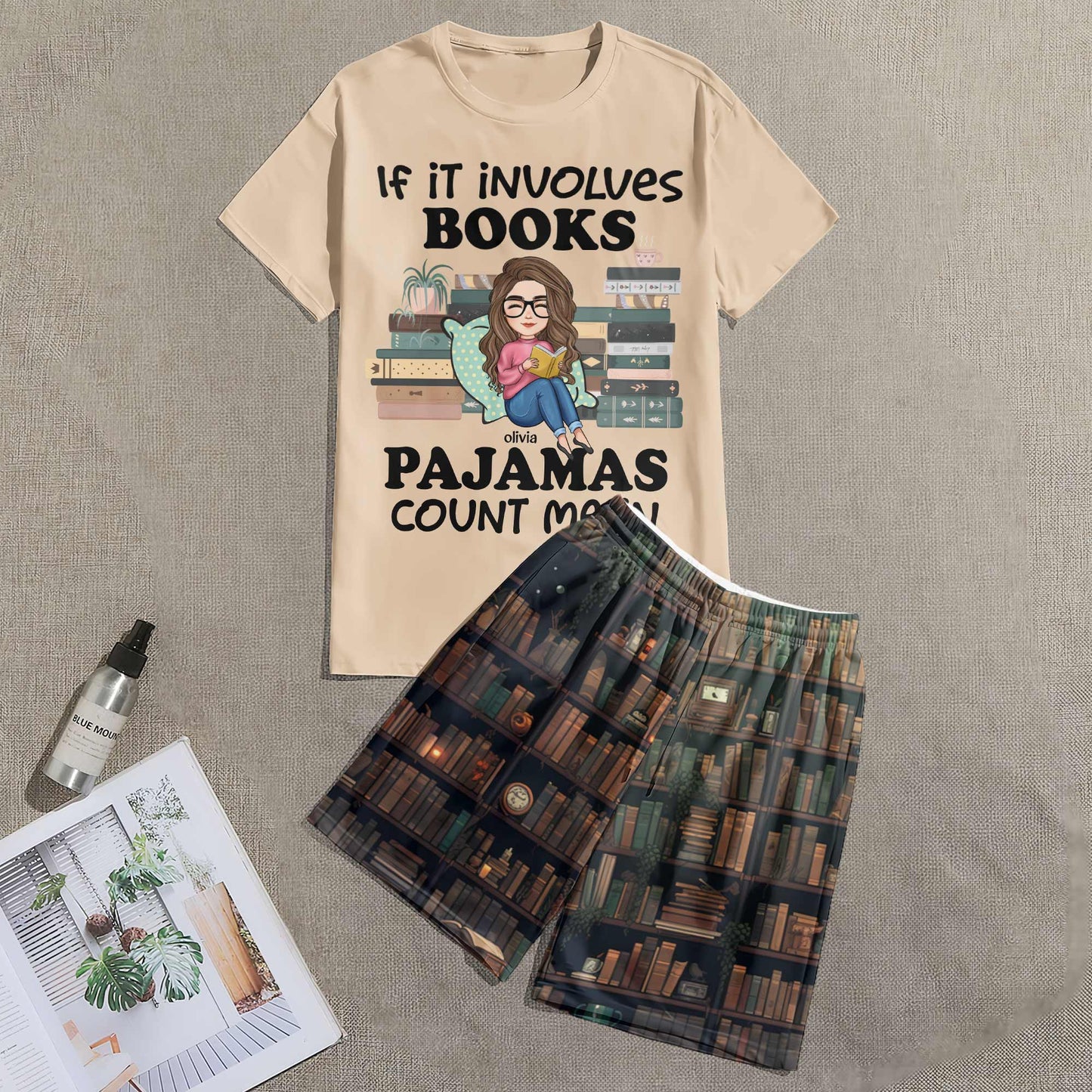 If Involving Book & Pajamas - Personalized Pajama Shorts Set