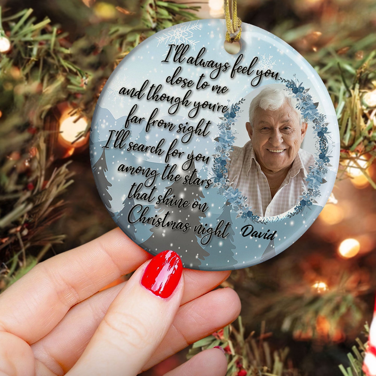 I'll Search For You Among The Stars - Personalized Ceramic Ornament - Christmas Gift Memorial Gift For Family Members - Memorial Photo Ornament