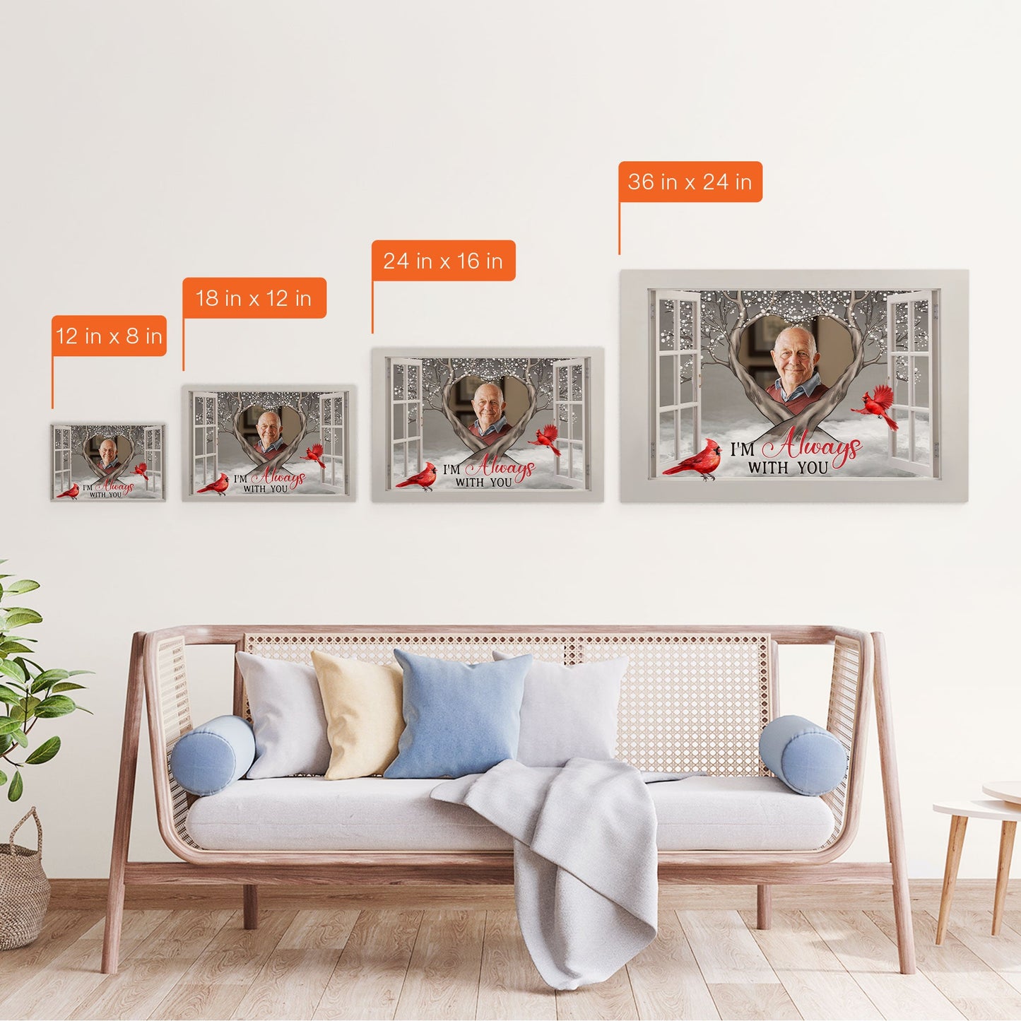 I'm Always With You Memorial Gifts - Personalized Wrapped Photo Canvas