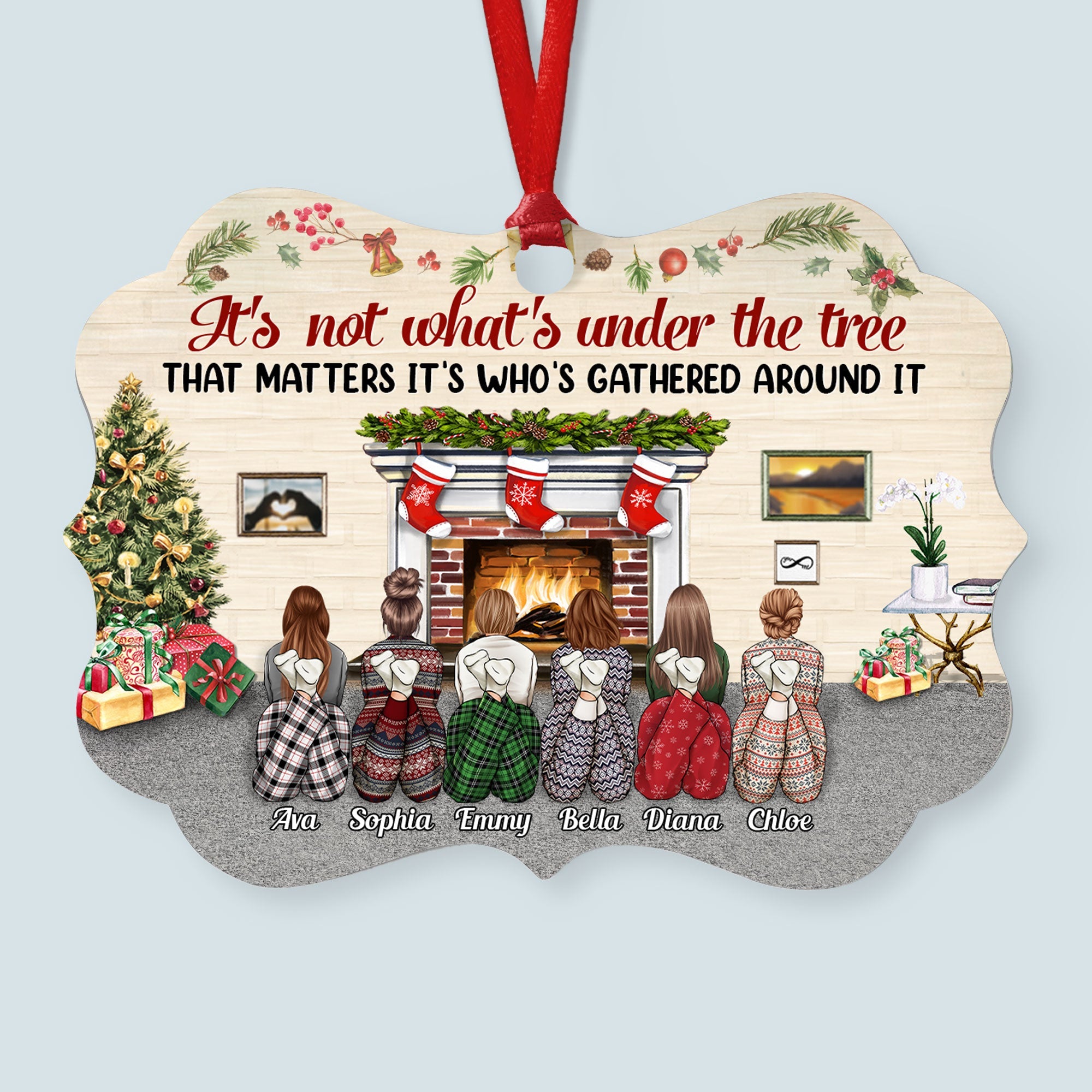 There's No Greater Gift Than Friendship - Personalized Aluminum Ornament -  Family Sitting