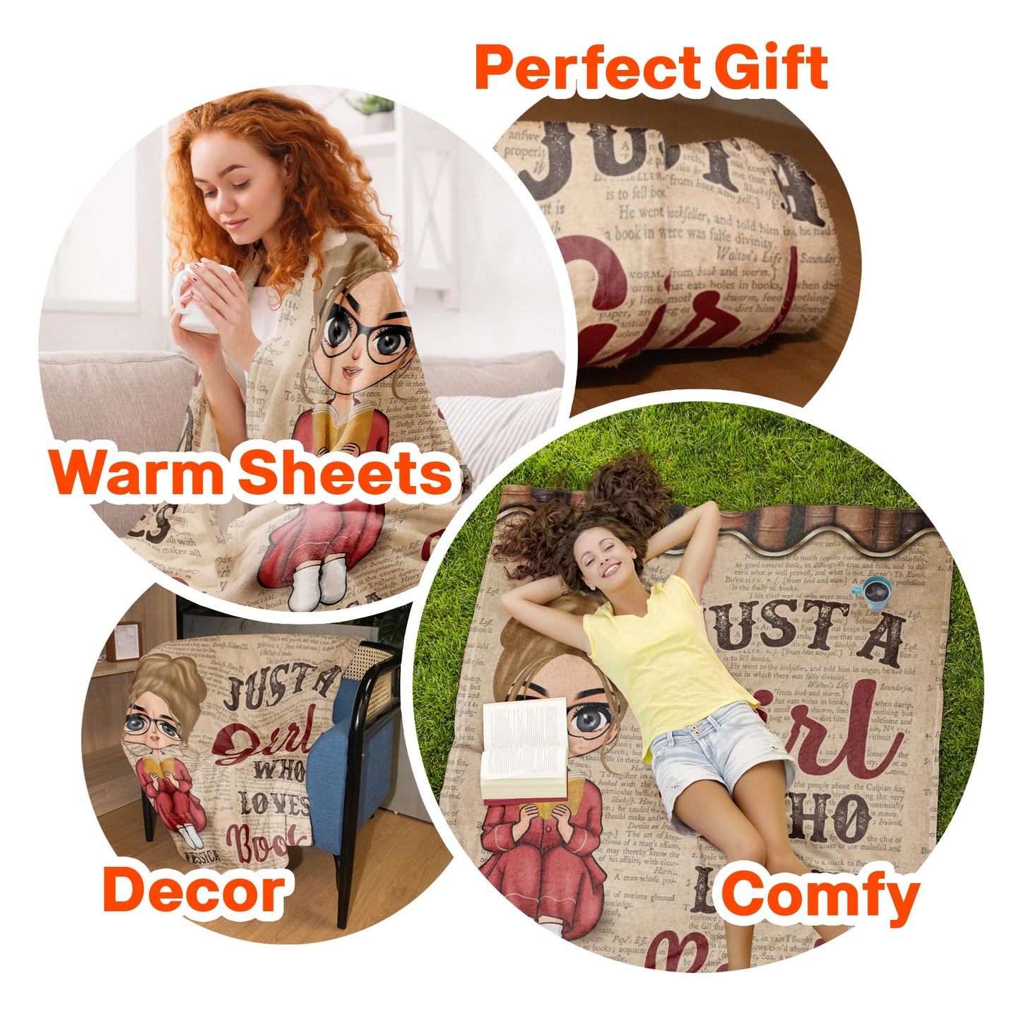 Just A Girl Who Loves Books - Personalized Blanket - Birthday Gift For Book Lovers, Book Worms