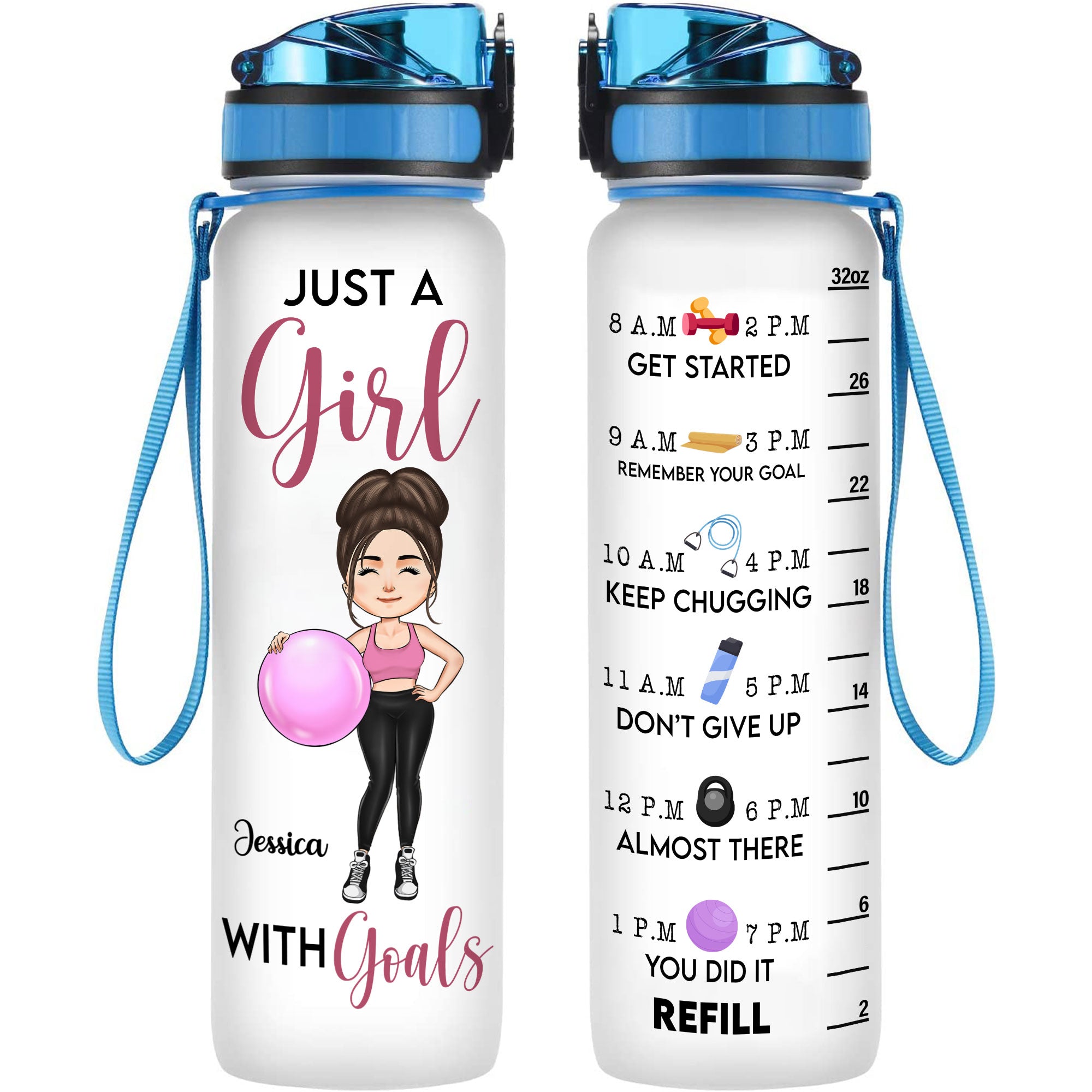 Just A Girl With Goals New Version - Personalized Water Bottle With Ti –  Macorner
