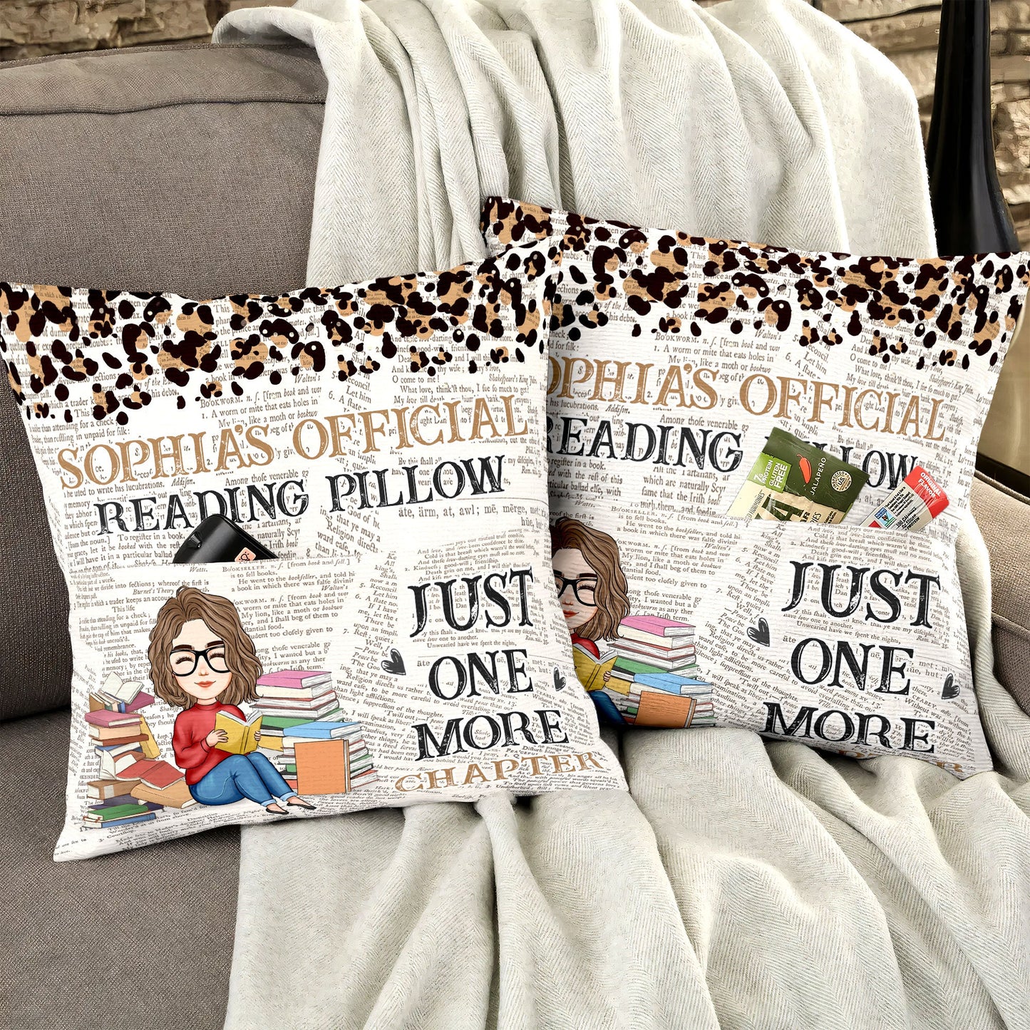 Just One More Chapter - Personalized Pocket Pillow (Insert Included) - Christmas Gift For Daughter