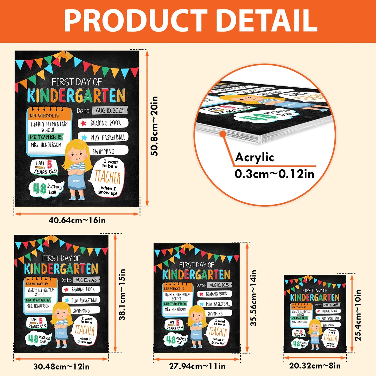 Kid's First Day Of School - Personalized Acrylic First Day Of School Sign