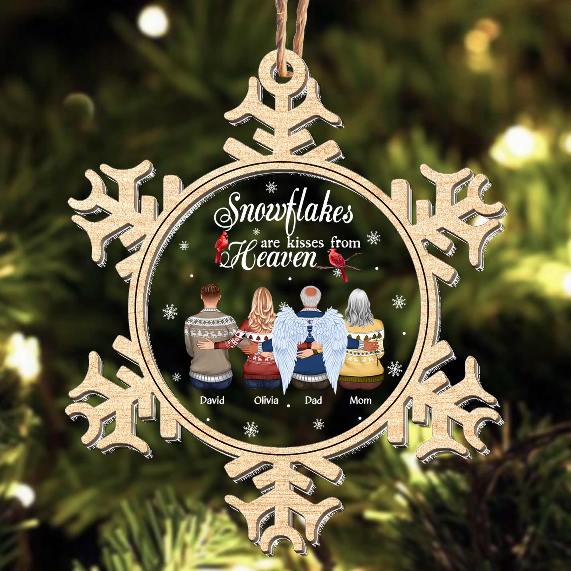 Kisses From Heaven Personalized Wood And Acrylic Ornament