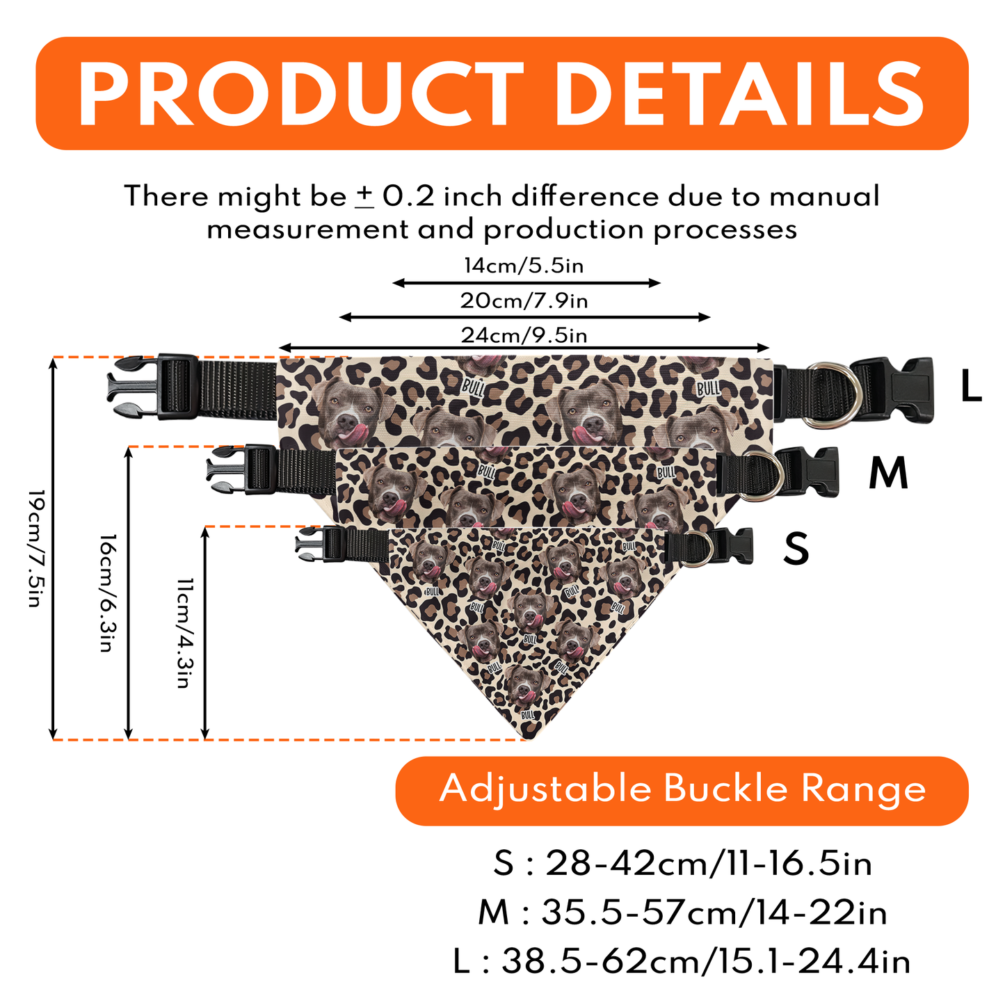 Leopard Dog Custom Face - Personalized Photo Dog Bandana Collar