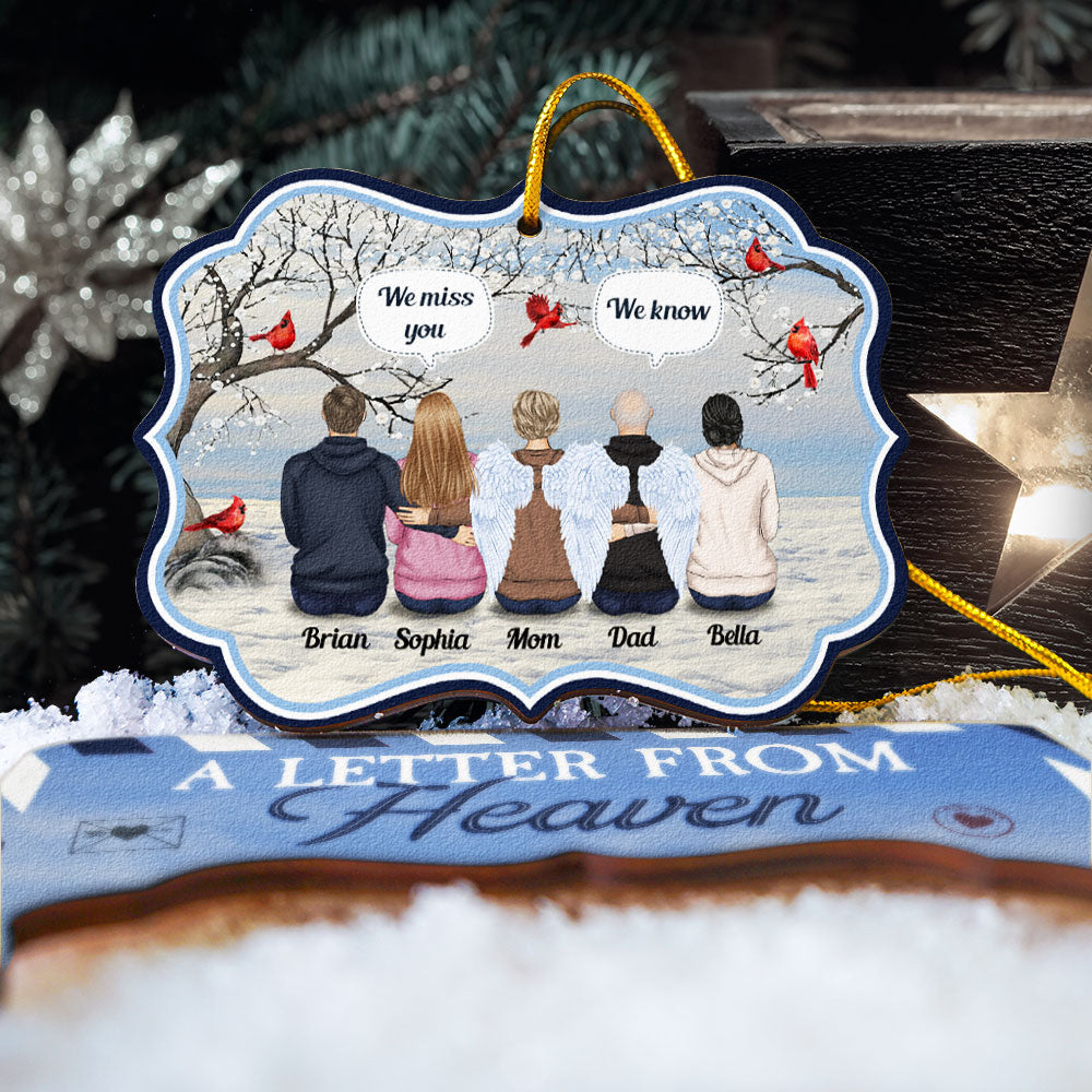 Letter From Heaven - Personalized Christmas Wooden Card With Pop Out Ornament - Memorial Gift For Brothers, Sisters, Family Members
