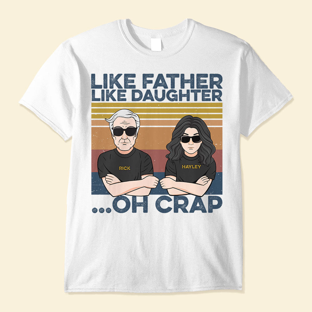 Macorner Like Father Like Daughter oh Crap - Personalized Shirt - Man and Daughter Fistbump