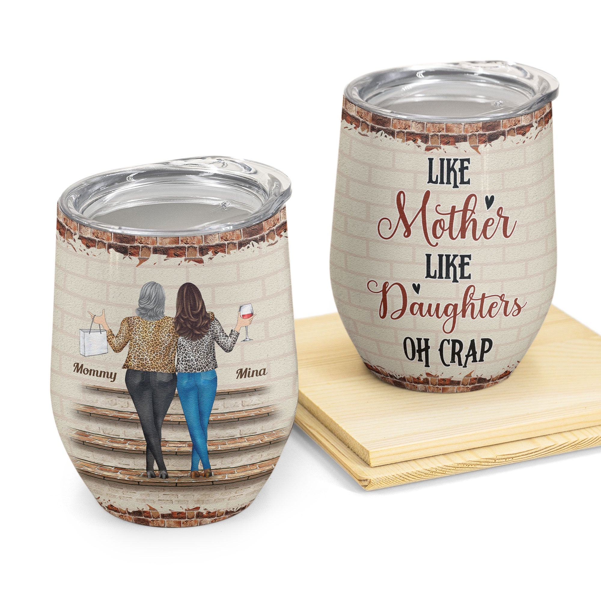 Like Mother Like Daughter Chibi - Personalized Wine Tumbler