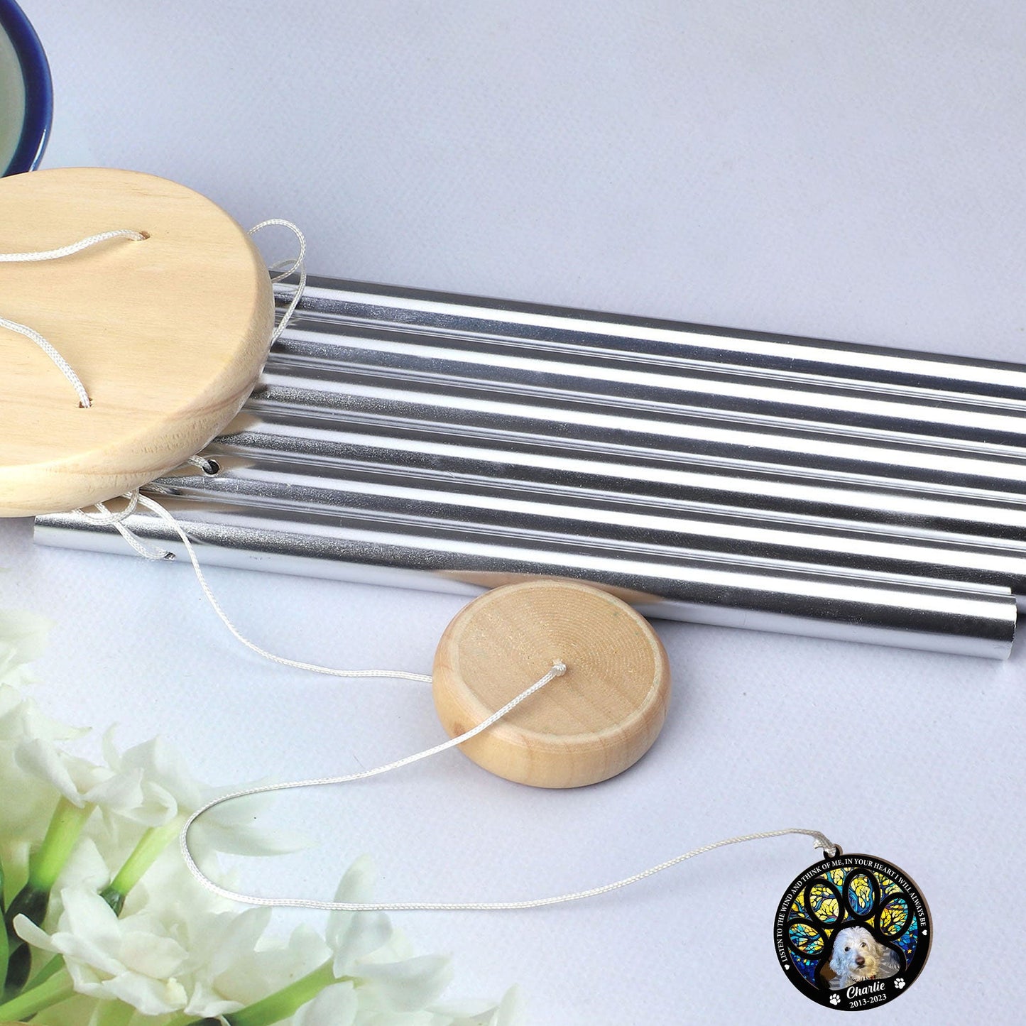 Listen To The Wind And Think Of Me - Personalized Photo Suncatcher Wind Chimes