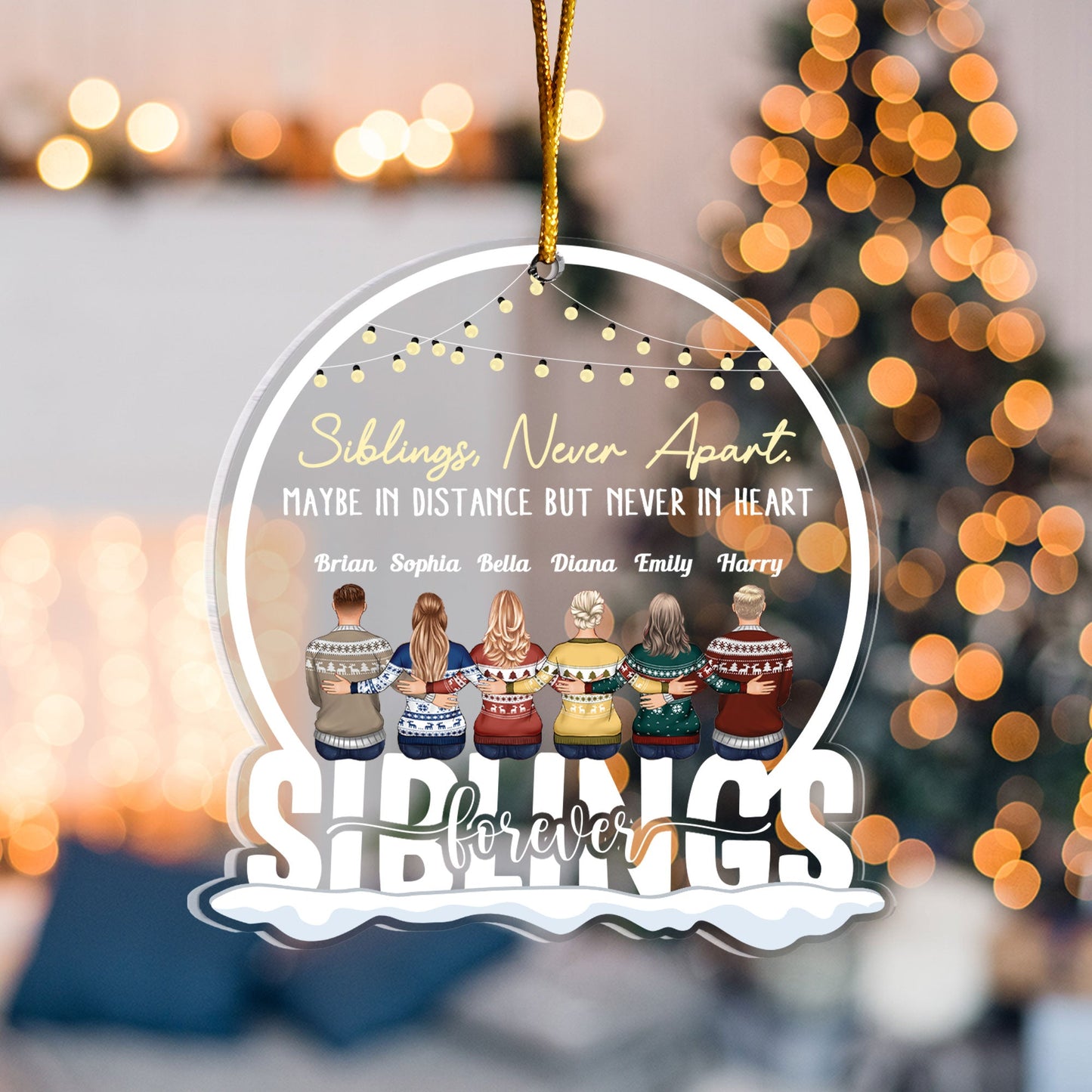 Love Between Siblings Is Forever - Personalized Snow Globe Shaped Acrylic Ornament