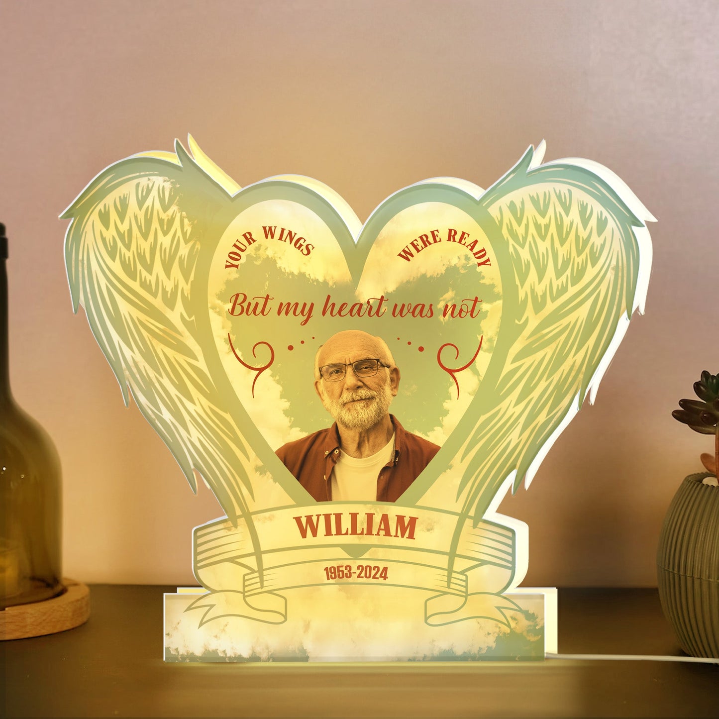 Memorial Night Light Your Wings Were Ready - Personalized Photo Light Box