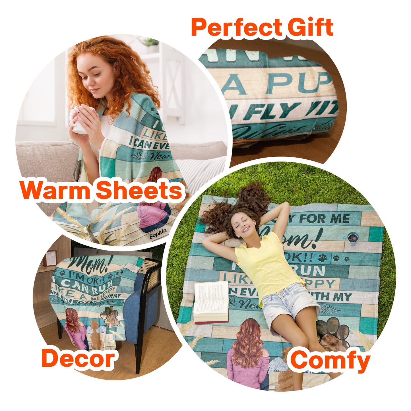 Mom Don't Cry For Me - Personalized Blanket - Grief Gift For Dog Owners, Sympathy Gift For Loss Of Dogs, Cats