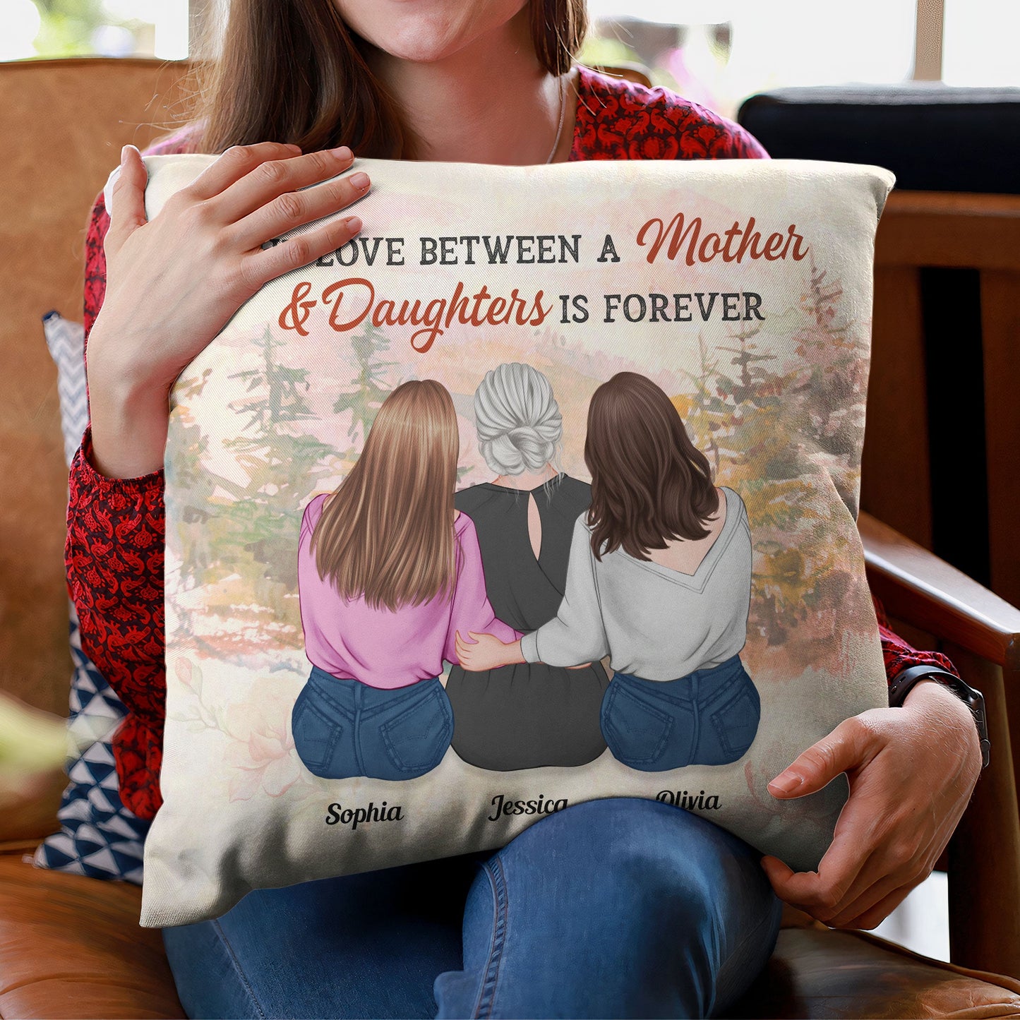 Mother & Daughter Forever Linked Together - Personalized Pillow (Insert Included) - Birthday, Loving Gift For Mom, Mother, Daughters