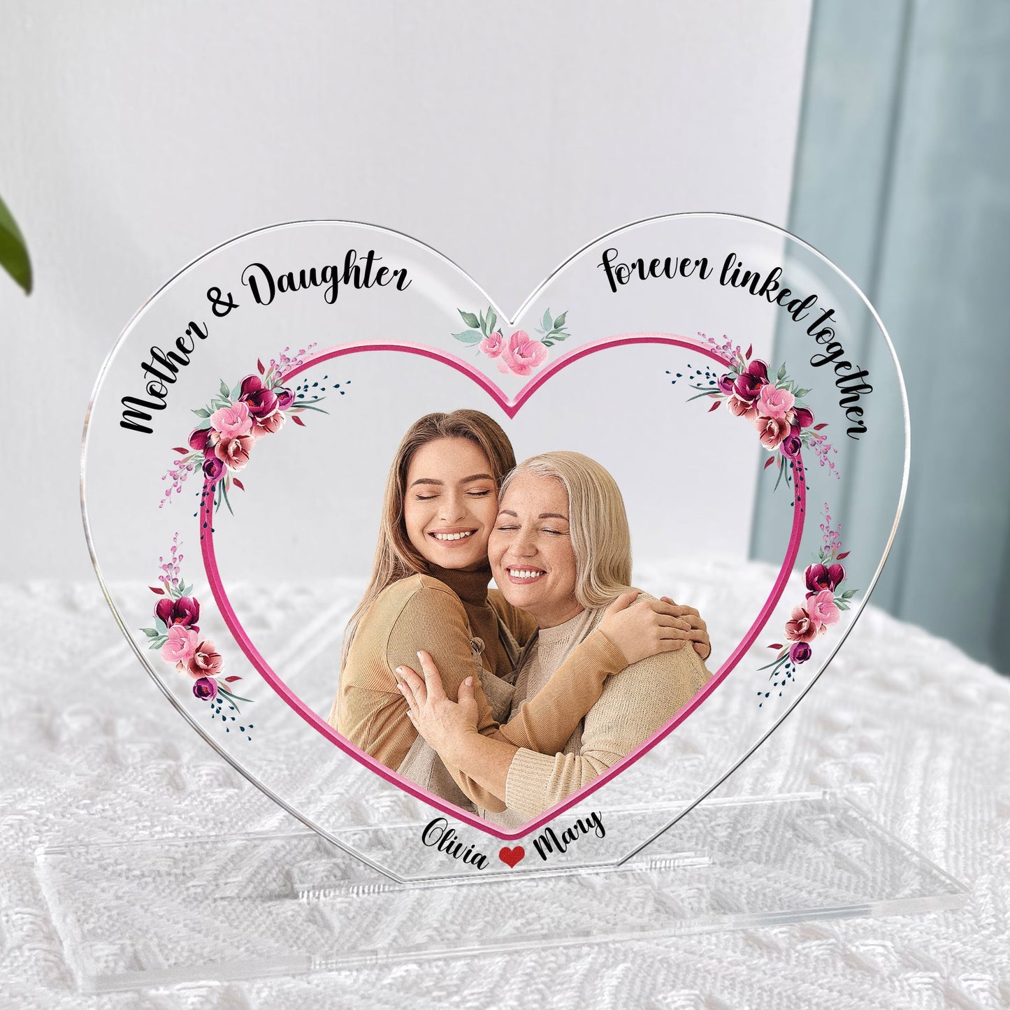 Mother & Daughters Forever Linked Together - Personalized Acrylic Photo Plaque