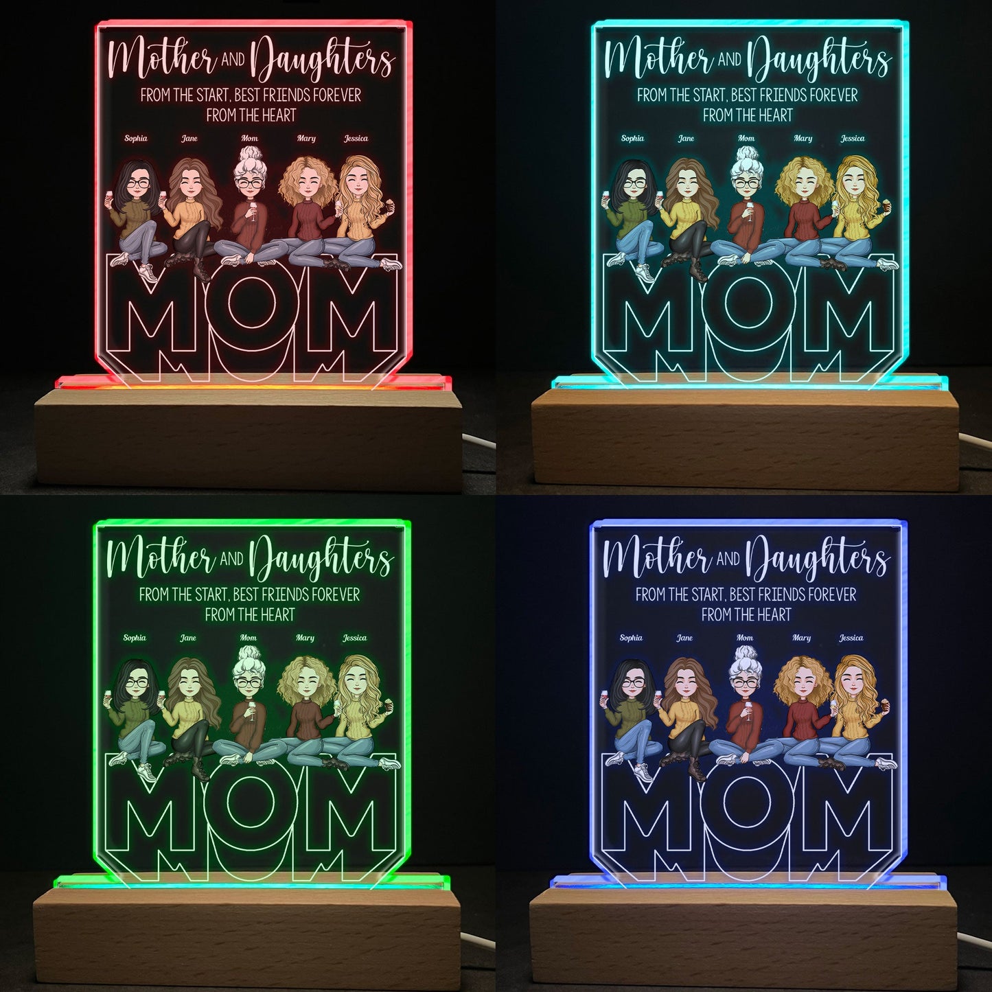 Mother And Children Best Friends Forever - Personalized LED Light - Birthday Gift For Mom, Children, Sons, Daughters