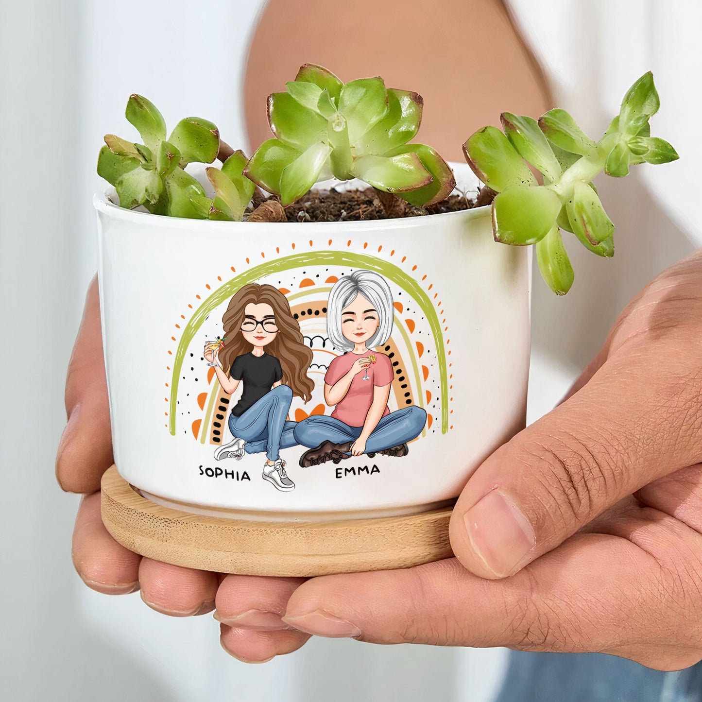 Mothers Plant Seeds Of Love That Grow Forever - Personalized Ceramic Plant Pot With Tray
