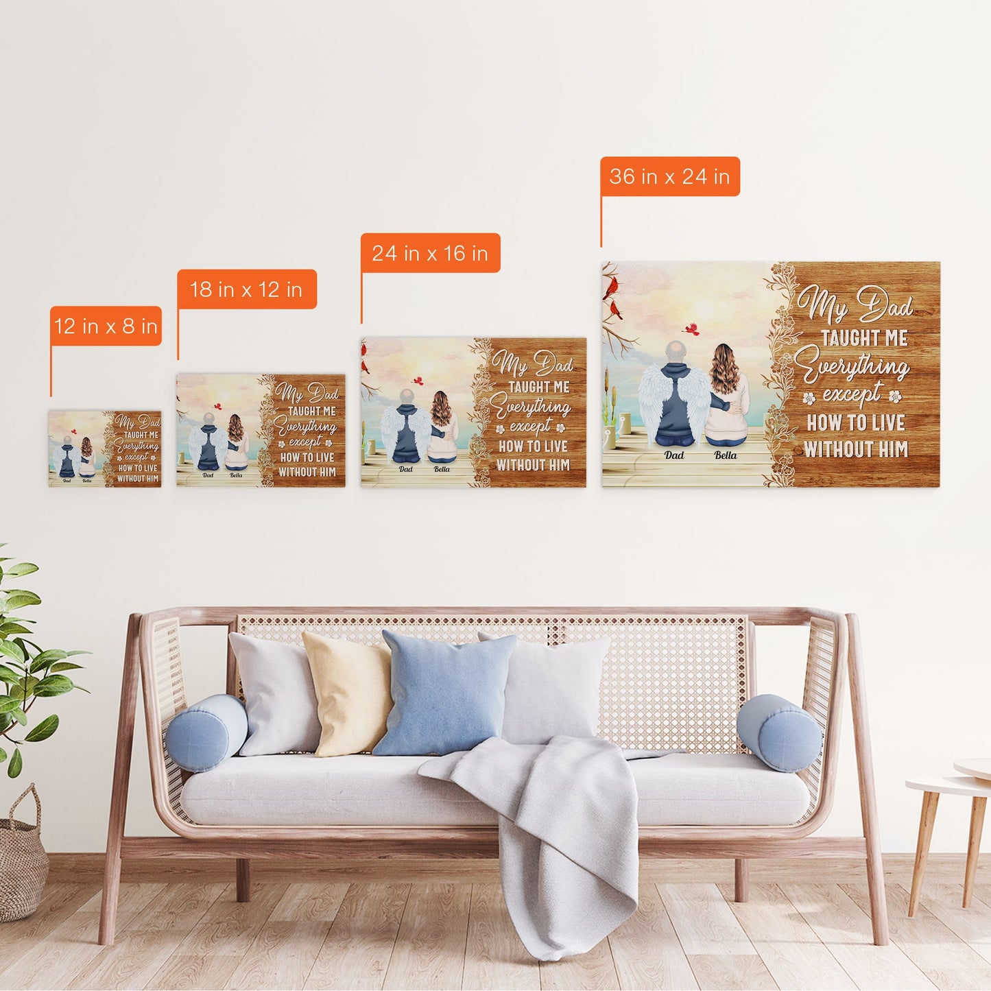 My Dad Taught Me Everything Except... - Personalized Poster/Wrapped Canvas - Remembrance, Sympathy Gift For Family Members, Memorial Gift