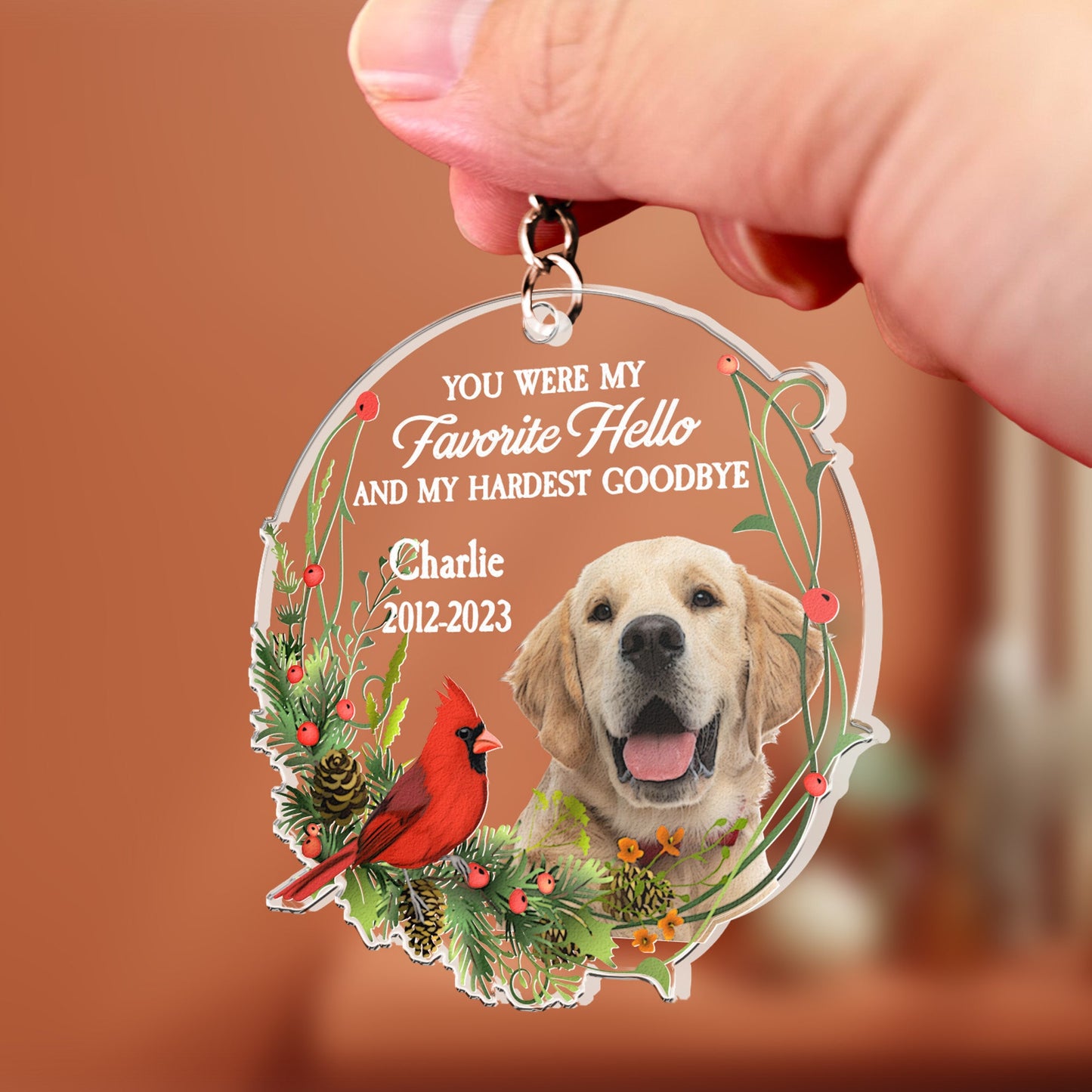 No Longer By My Side But Forever In My Heart - Personalized Acrylic Photo Keychain