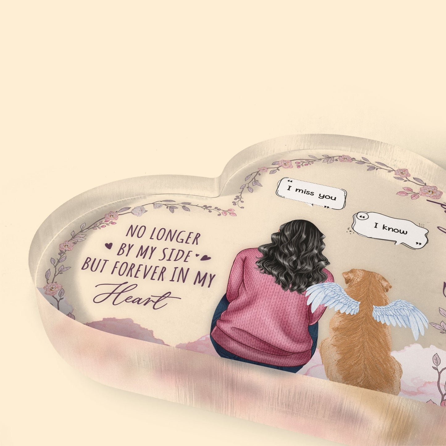 No Longer By My Side But Forever In My Heart Pet Memorial - Personalized Acrylic Plaque