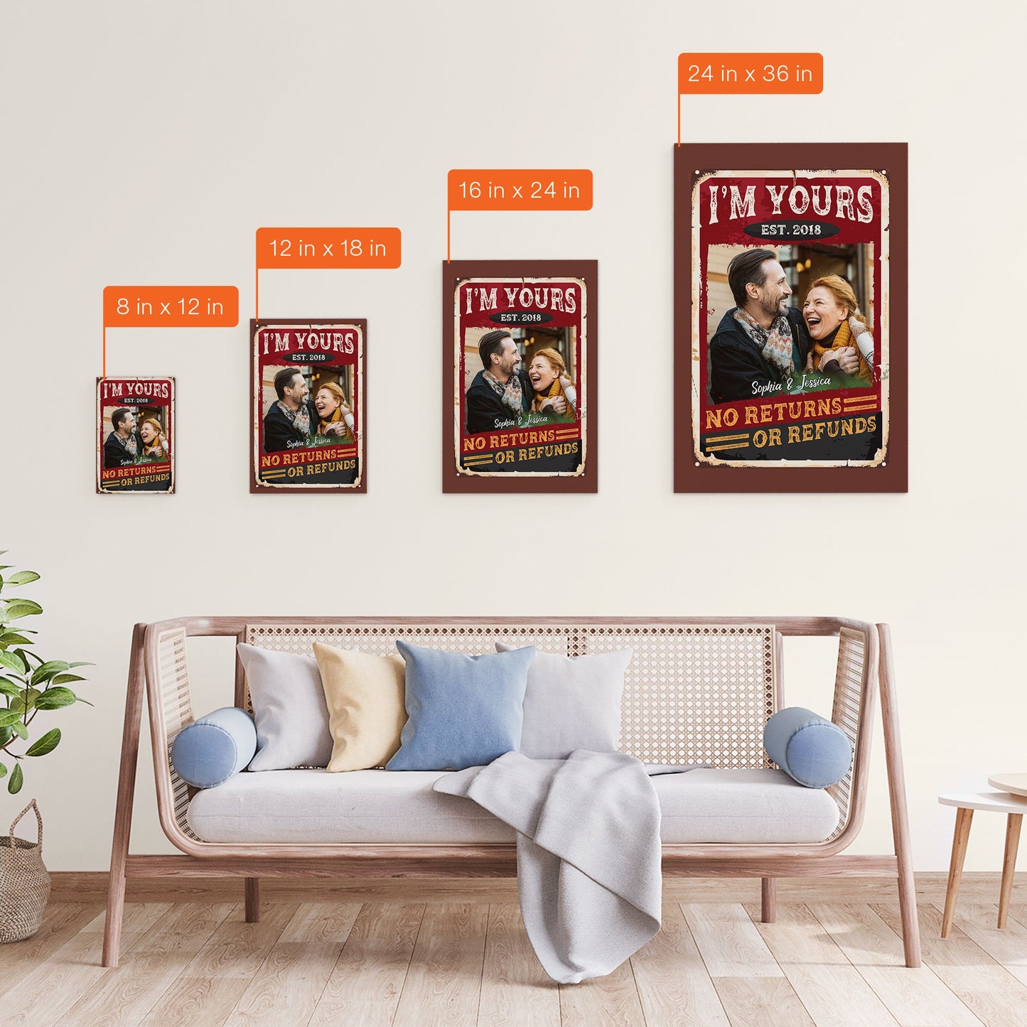 No Returns Or Refunds - Personalized Poster/Canvas - Anniversary, Valentine, Birthday Gift For Spouse, Husband, Wife, Boyfriend, Girlfriend