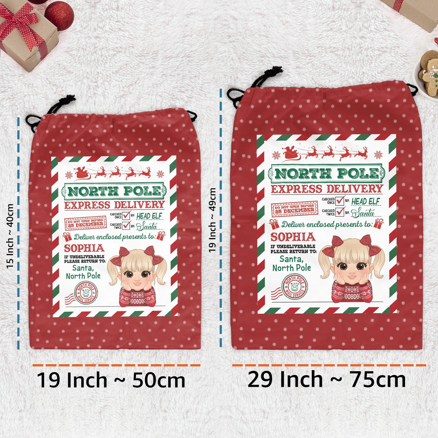 North Pole Express Delivery For Kids From Santa - Personalized Christmas Sack