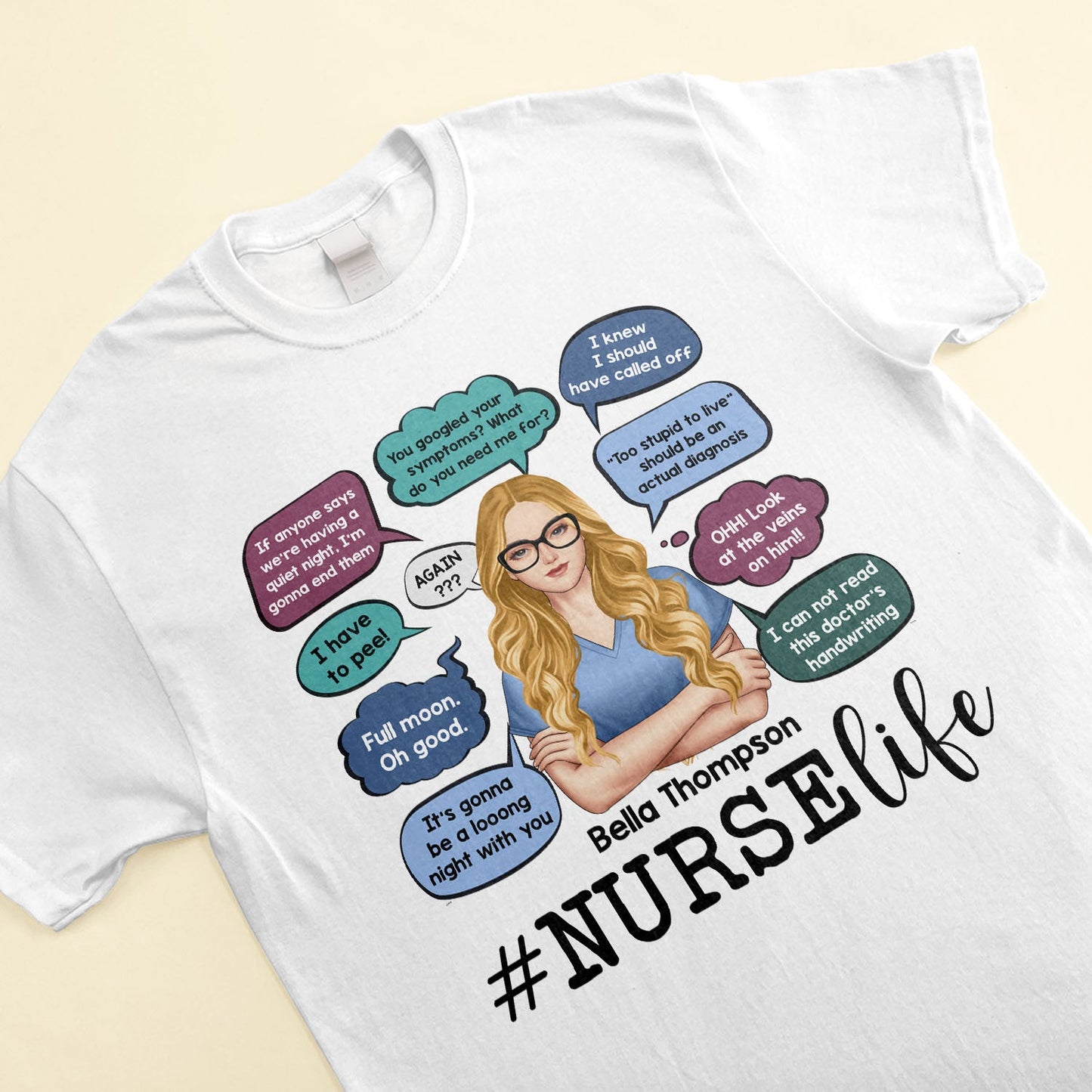Nurse's Thoughts - Personalized Shirt - Birthday, Funny Gift For Nurses, Doctors, Hospital Workers, Colleagues, Co-worker