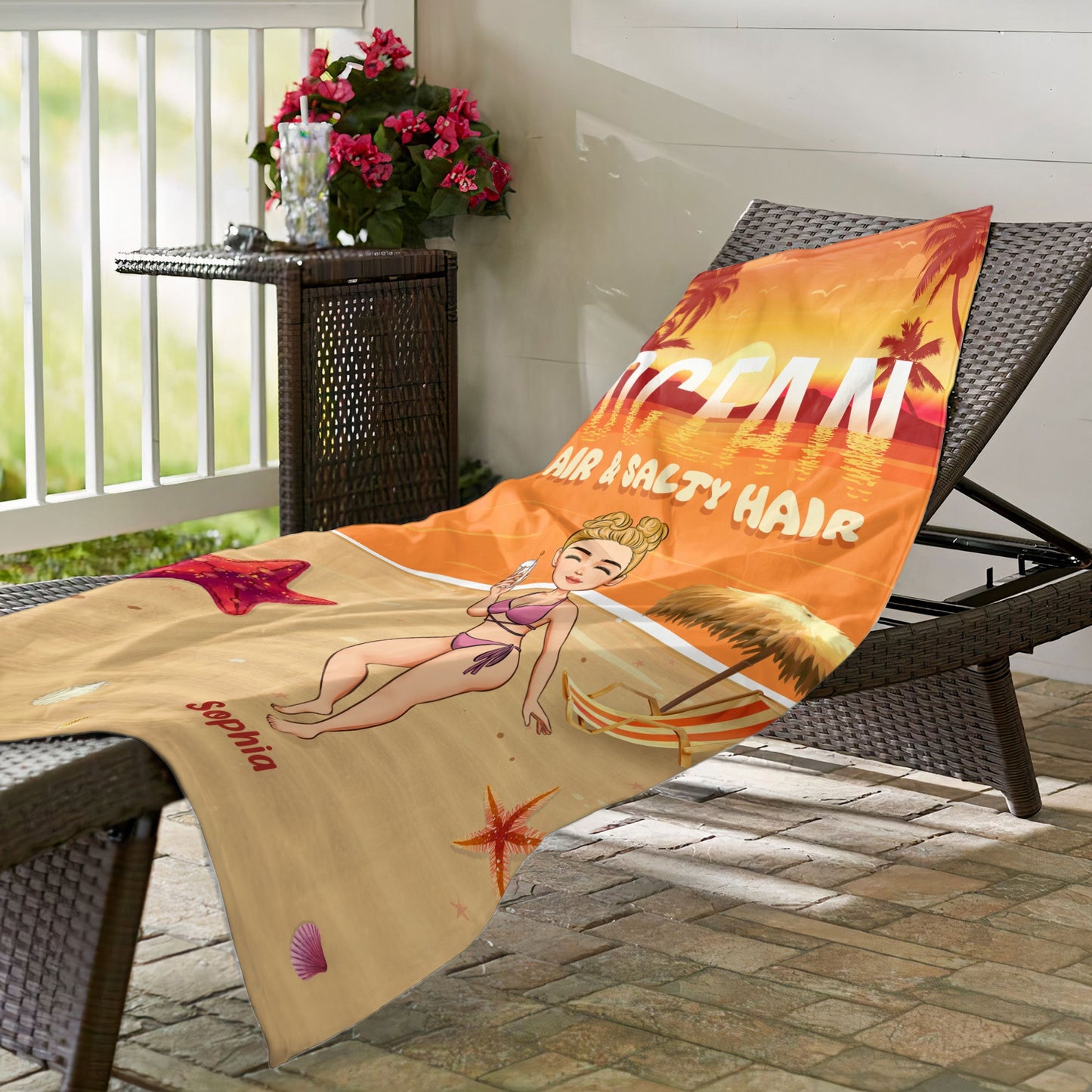 Ocean Air & Salty Hair - Personalized Beach Towel