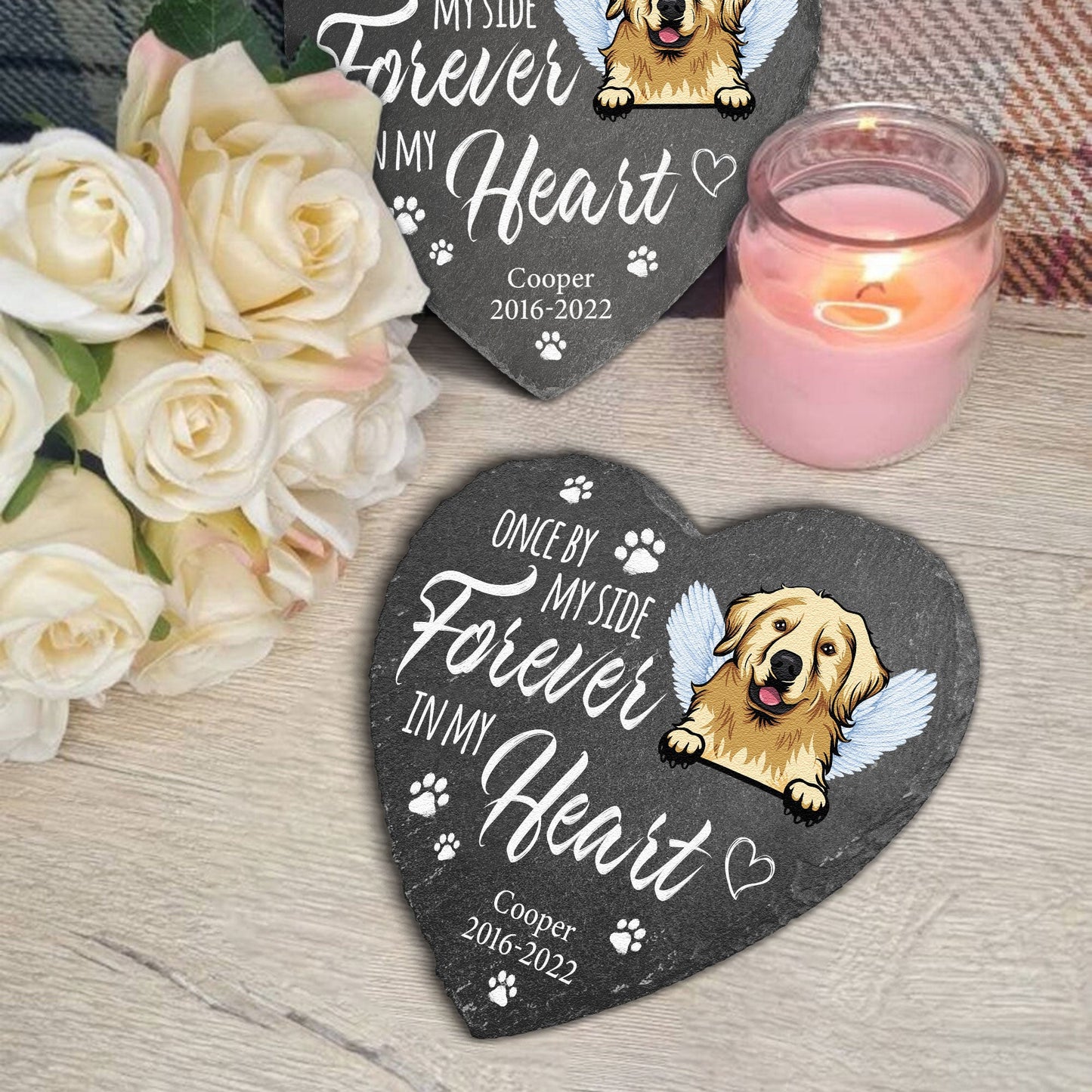 Once By My Side Forever In My Heart - Personalized Memorial Garden Stone