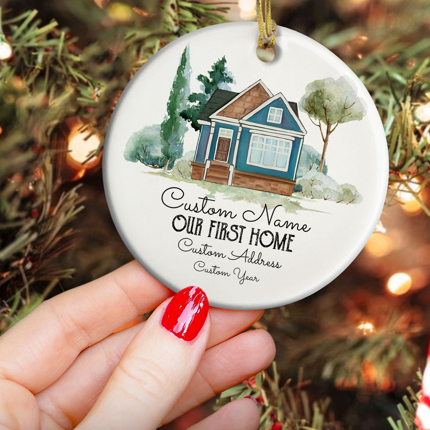 Our First Home - Personalized Ceramic Ornament - Christmas Gift For Friends And Family