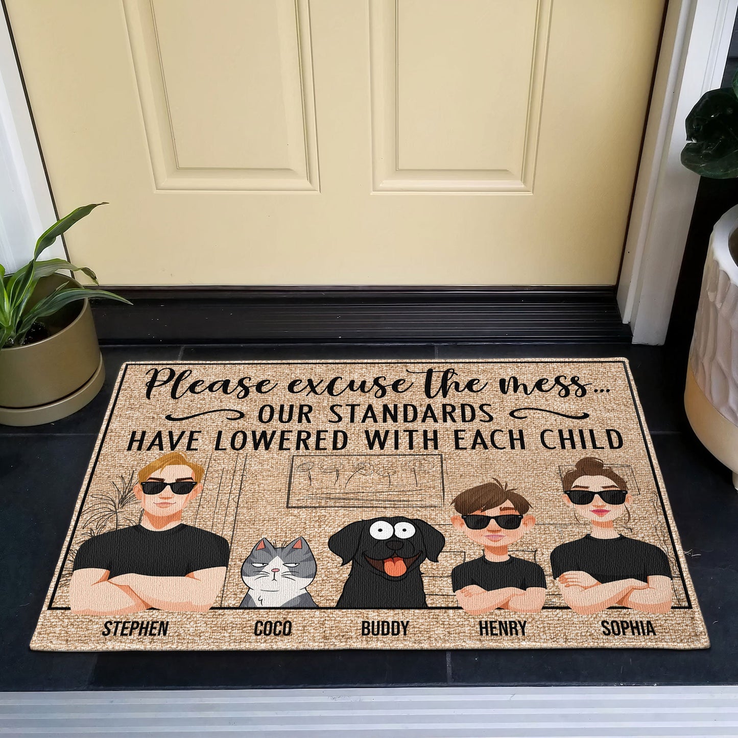 Our Standards Have Lowered With Each Child - Personalized Doormat