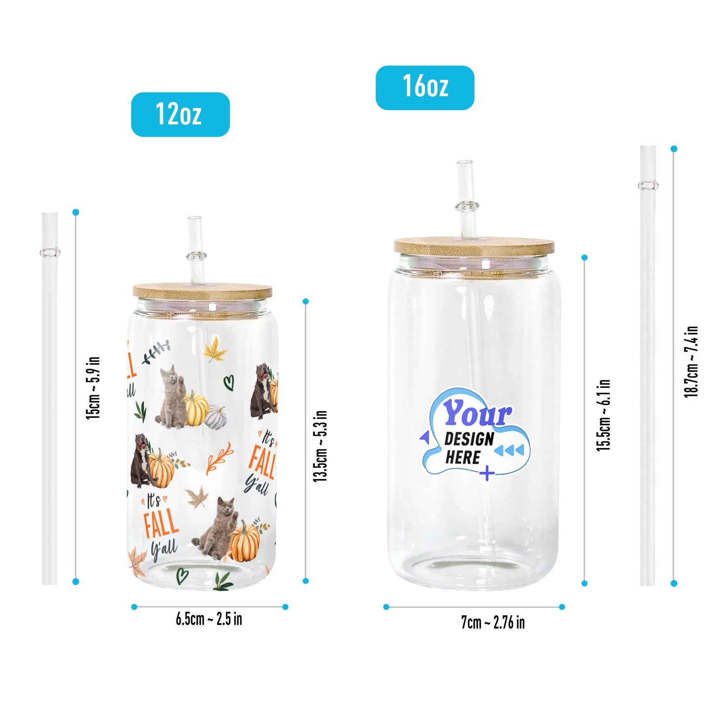 Pet It's Fall Y'All - Personalized Photo Clear Glass Cup