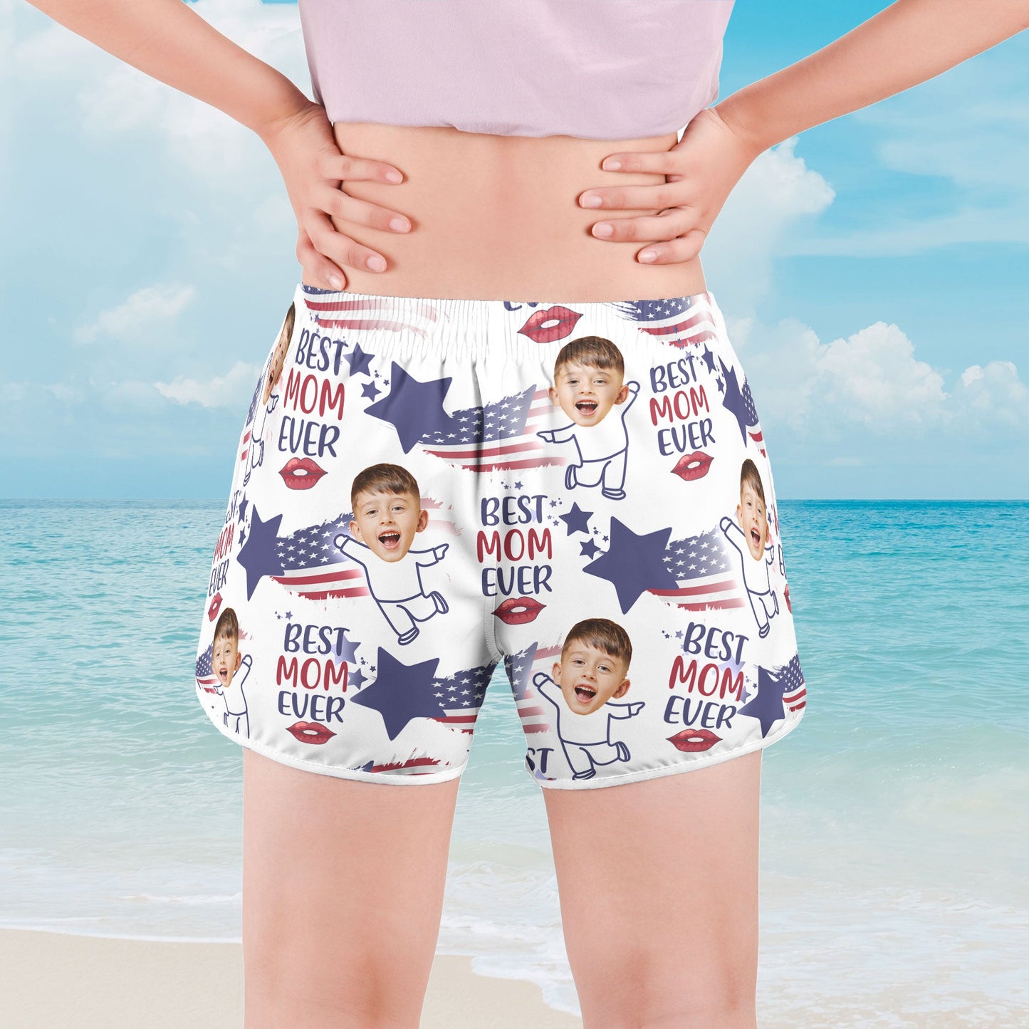 Best Mom Ever - Personalized Photo Women's Beach Shorts