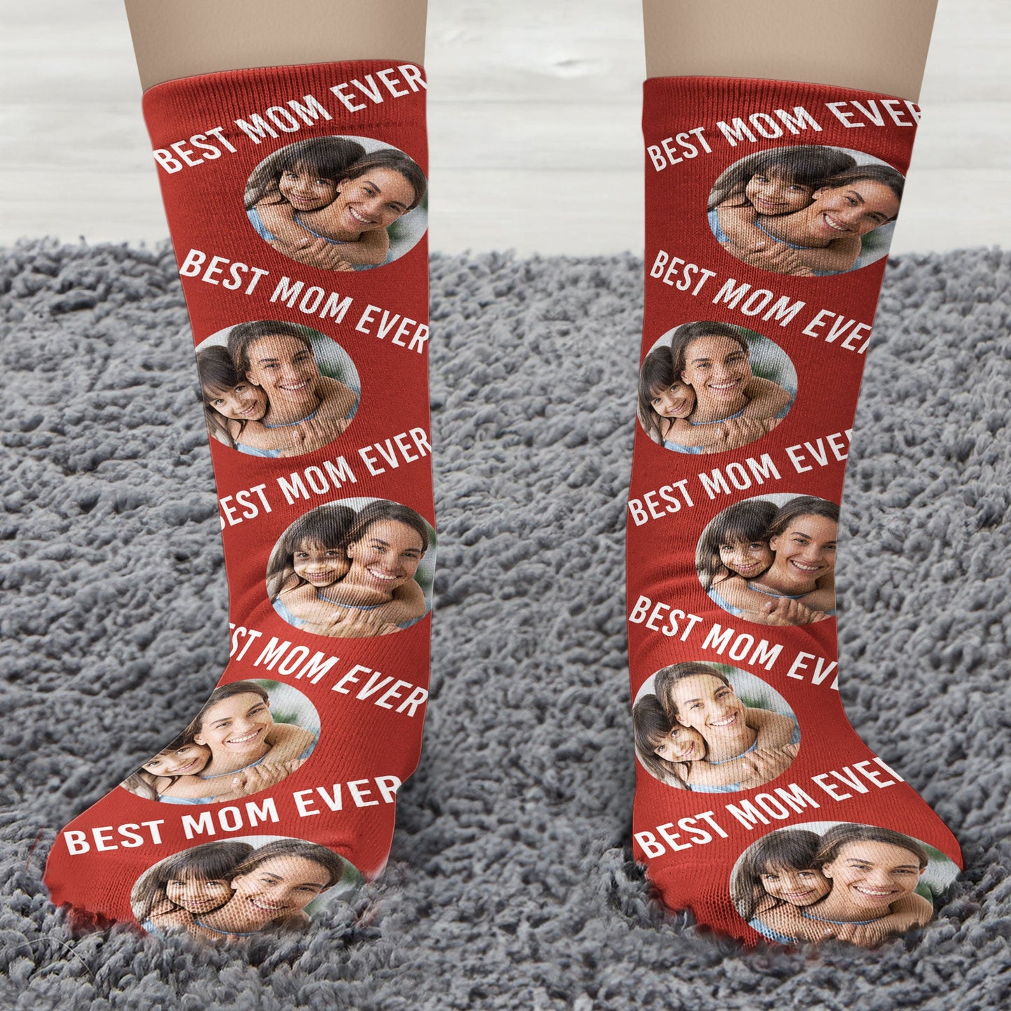 Best Mom Ever - Personalized Photo Crew Socks