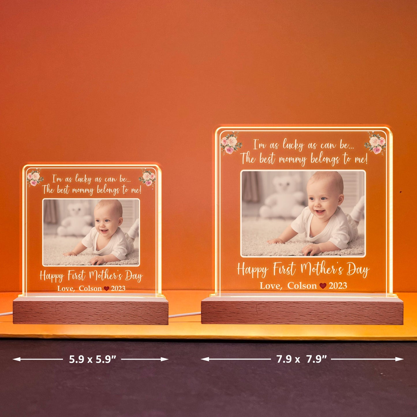 Happy First Mother's Day - Personalized Photo LED Light