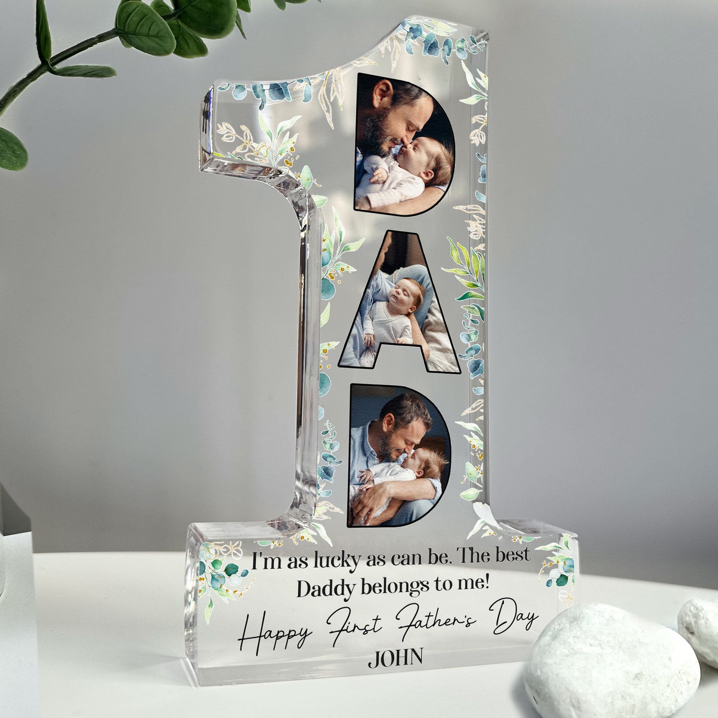 I'm As Lucky 1st Father's Day - Personalized Custom Shaped Acrylic Photo Plaque