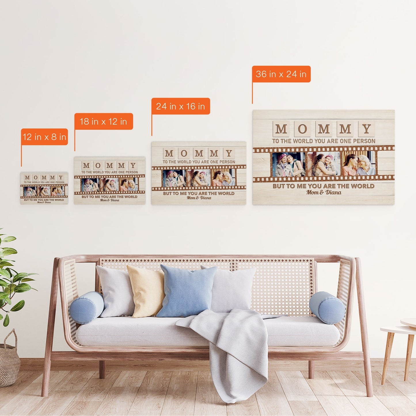 Mommy To The World You Are One Person But To Us You Are The World - Personalized Photo Poster/Wrapped Canvas - Loving, Mother's Day Gift For Mom