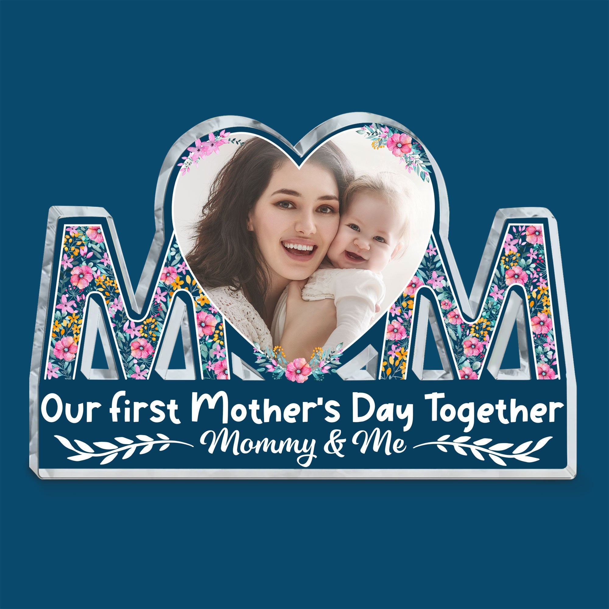 Our First Mother's Day Together - Personalized Mom Shaped Acrylic Phot 