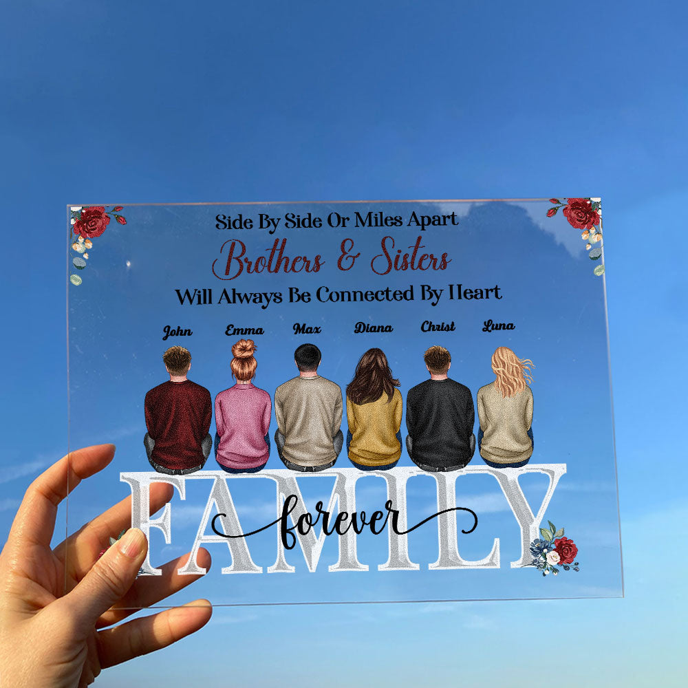 Brothers & Sisters Will Always Be Connected By Heart - Personalized Acrylic Plaque